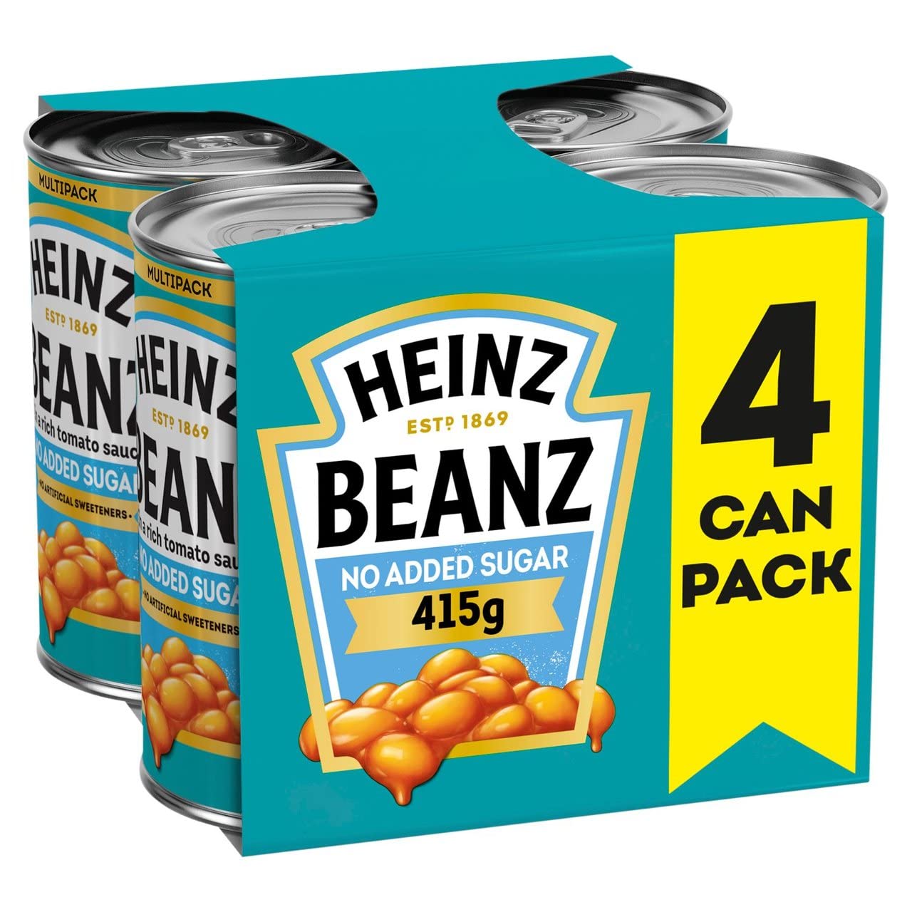 Heinz No Added Sugar Baked Beans 4x415g
