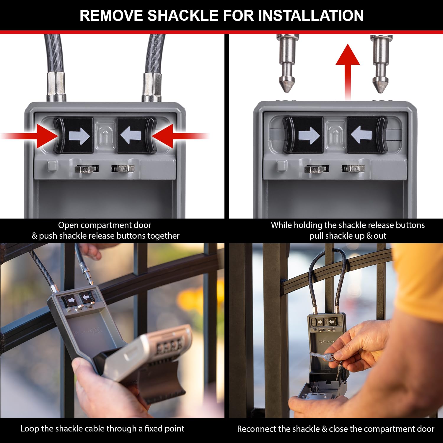 Master Lock 5482EURD Key Safe with Flexible Cable Shackle | Extra Large Capacity | Grey Aluminium 9