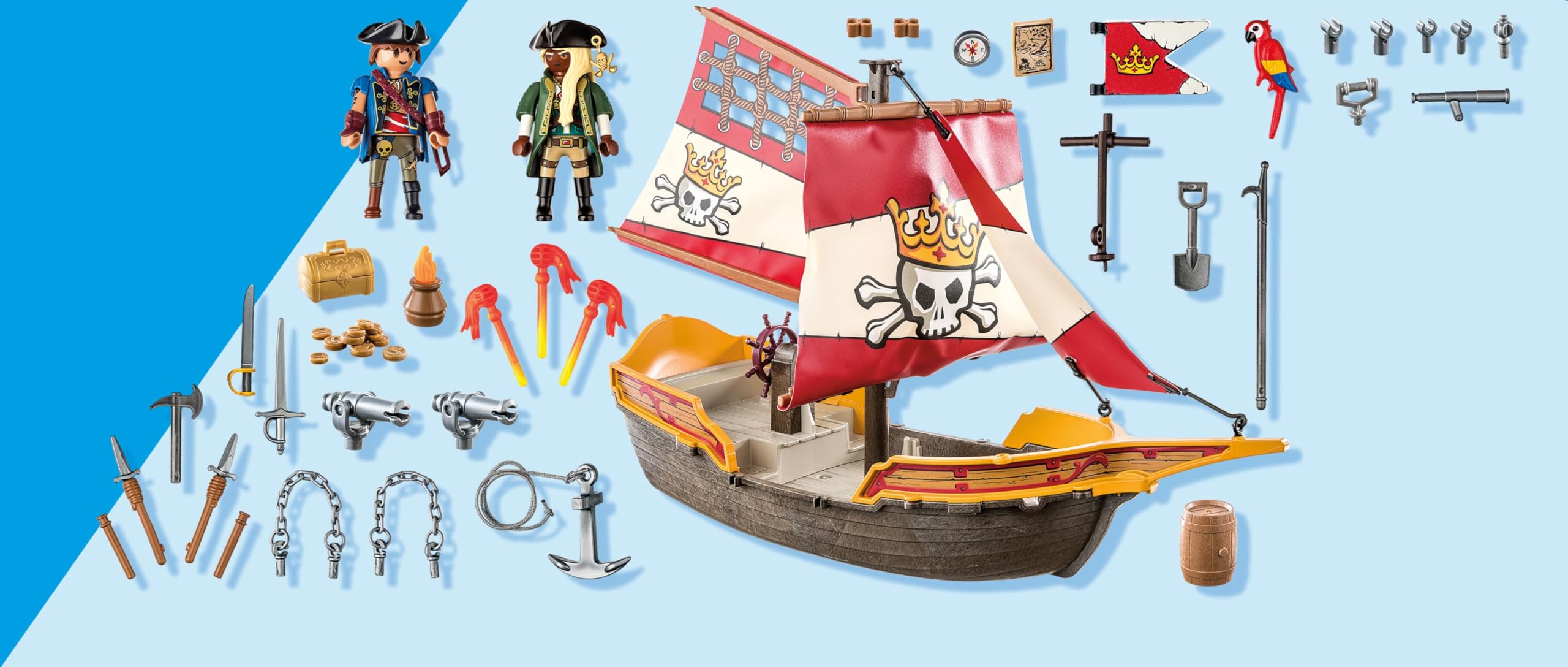 Playmobil 71418 Pirates: Small Pirate Vessel Playset for Kids 4+ 6