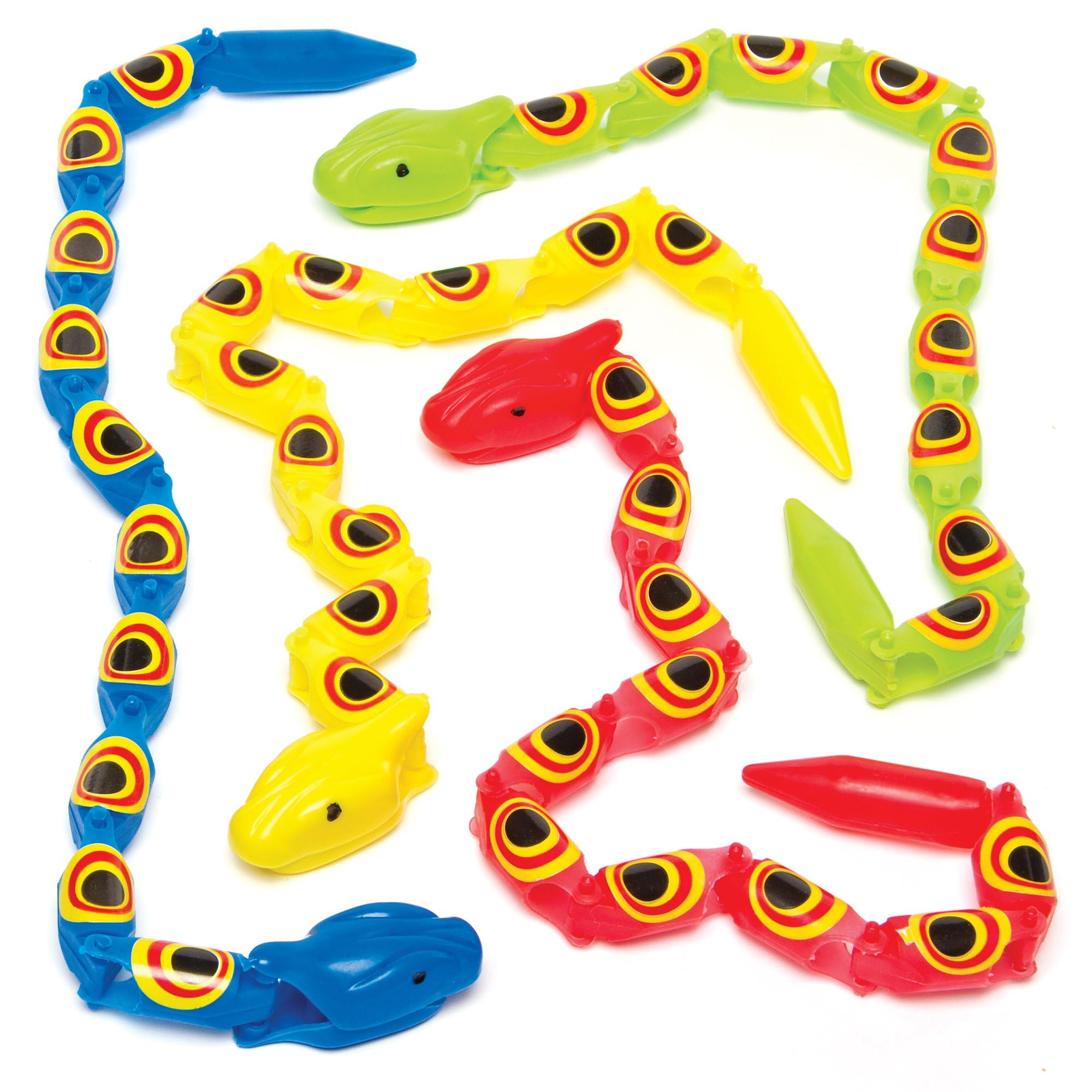 Baker Ross Jointed Wiggly Snakes - Pack of 10 Assorted Colour Party Favours | 36cm Long