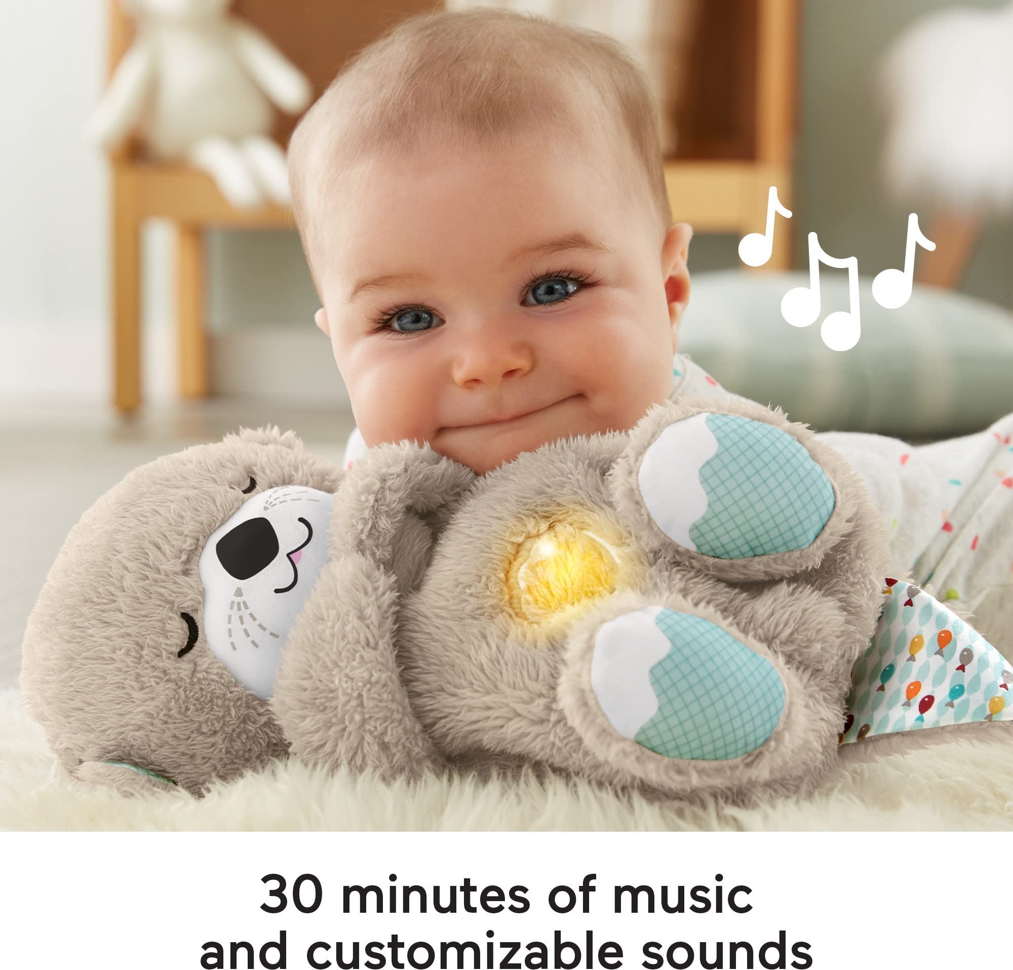 Fisher-Price Soothe 'N Snuggle Otter - Plush Sleep Soother with Breathing Motion, Music & Lights for Newborns 4