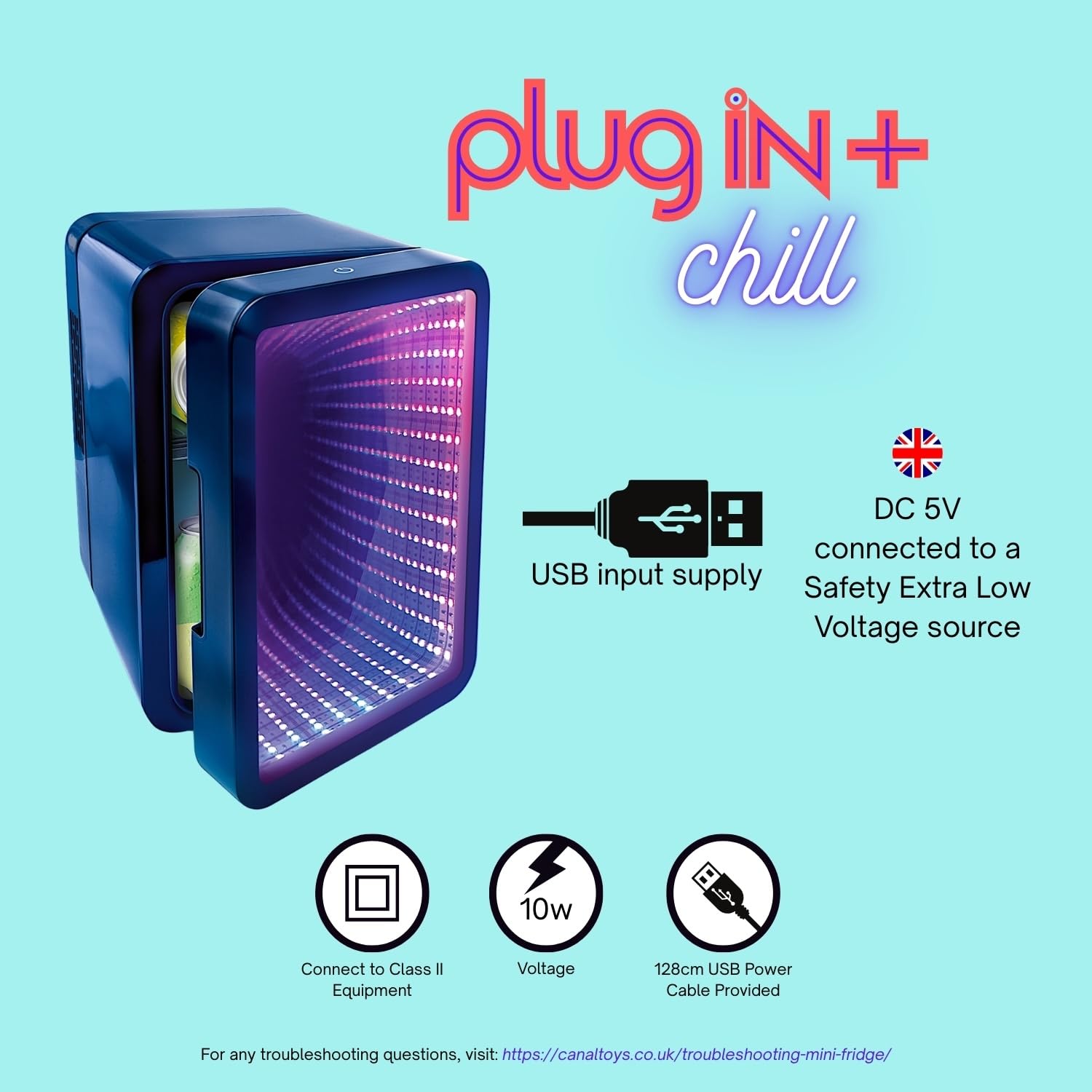 So Chill Mini Fridge with Infinity LED Effect - USB Powered Portable Cooler for Teens & Gamers 7