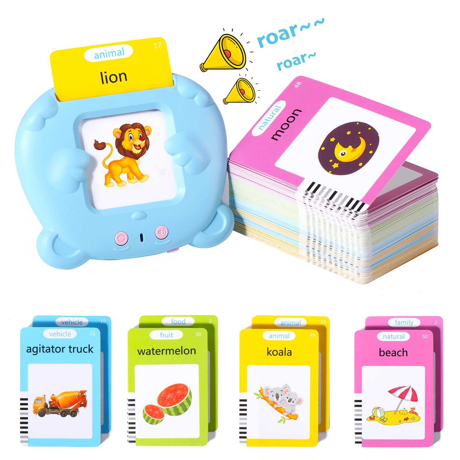 Oderra Talking Flash Cards for Toddlers - 224 Words Interactive Learning Toy for Ages 3+