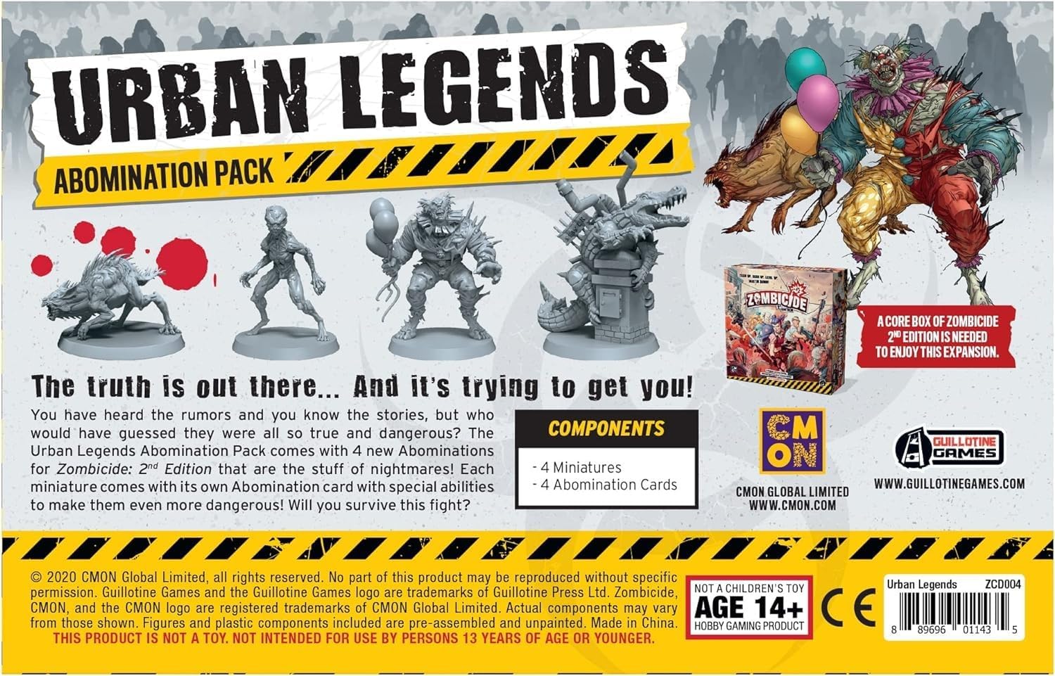 CMON Zombicide 2nd Edition Urban Legends Abomination Pack – 4 Detailed Miniatures 4