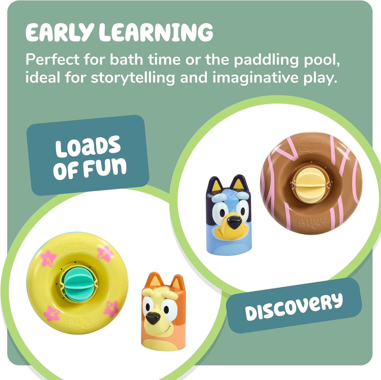 Toomies Bluey Bath Float 2 Pack - Pouring Cups with Water Wheels for Toddlers 3