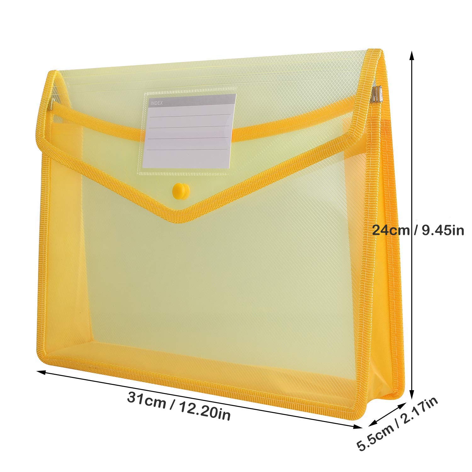 ASelected Document Pockets with Popper - A4 Plastic Envelope Wallets | 800 Sheet Capacity | Pack of 5 2