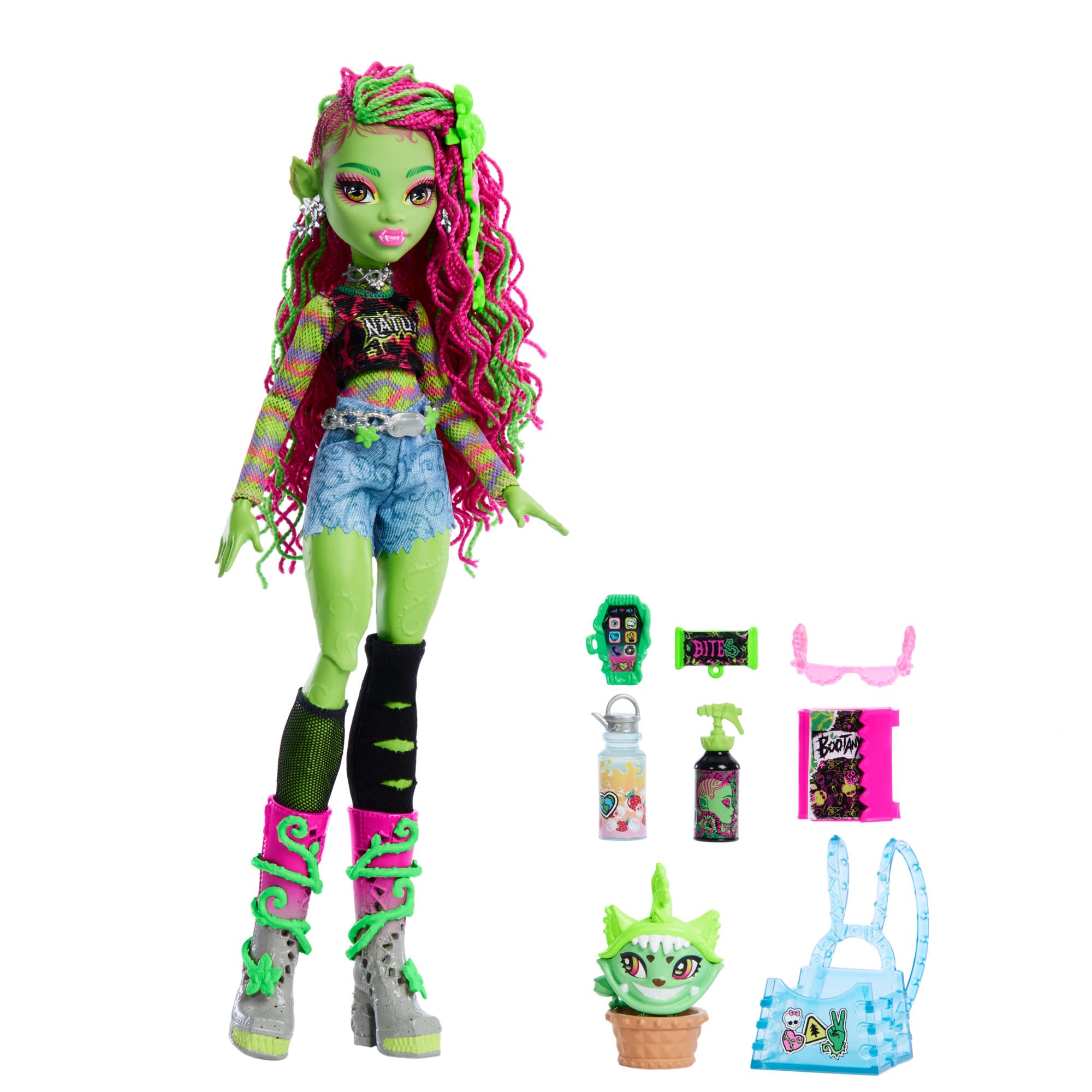 Monster High Venus McFlytrap Doll - Plant Monster with Chewlian Pet & Accessories, Ages 4-10 3