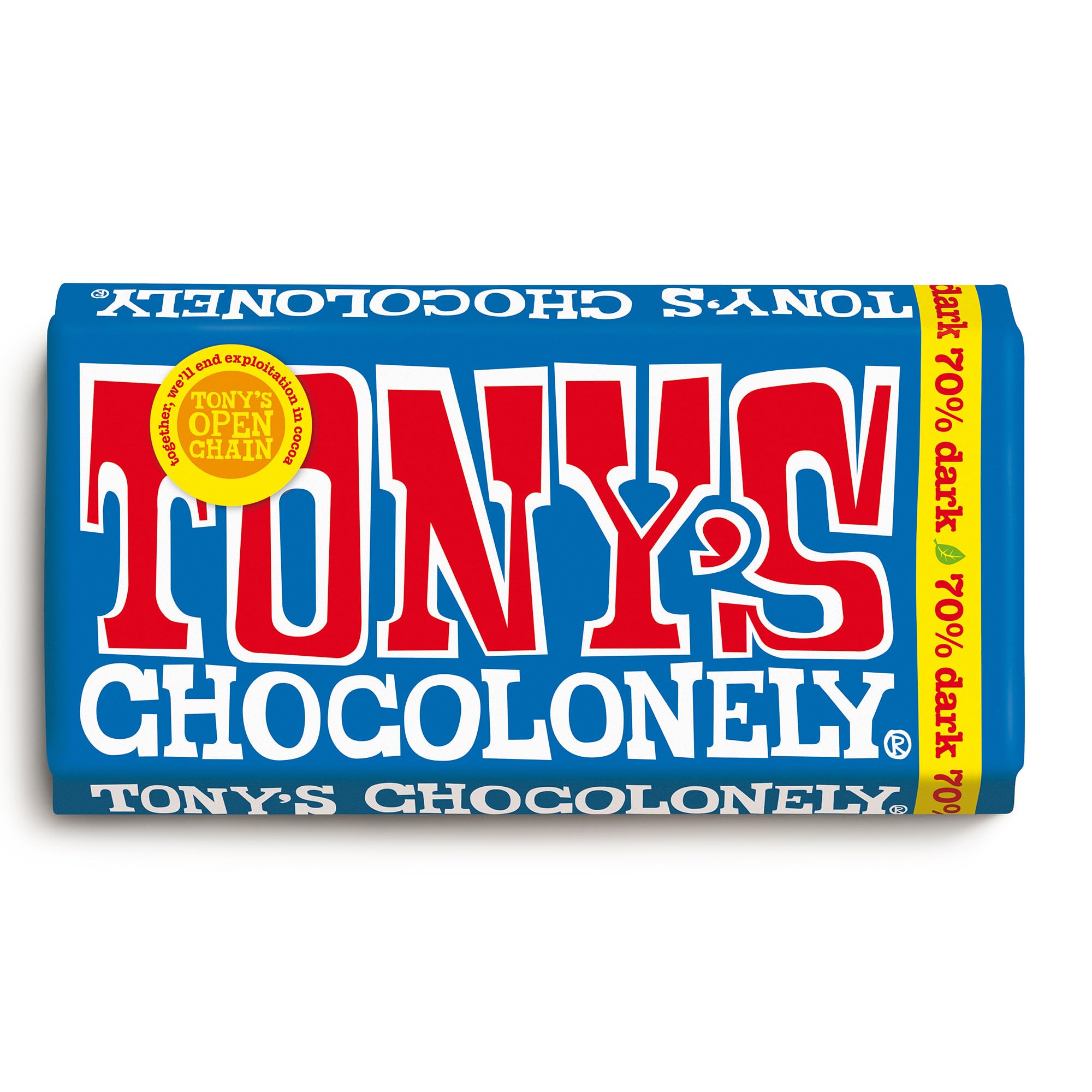 Tony's Chocolonely Dark Chocolate Bar 70% Belgian Fairtrade - 180g, Vegan, Gift