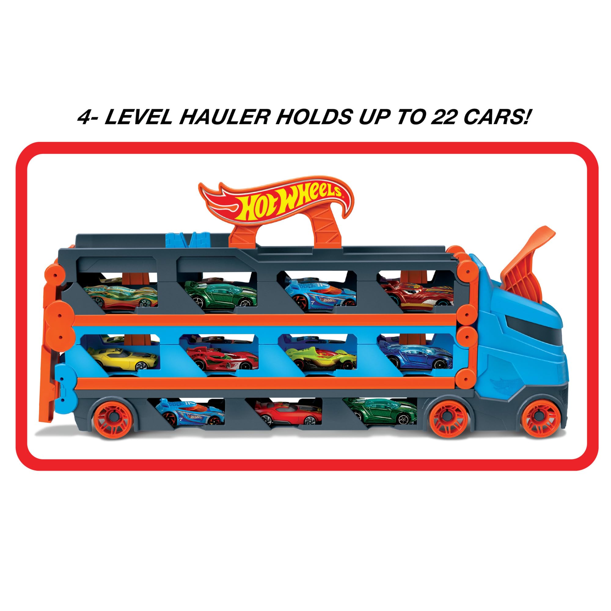 Hot Wheels Speedway Hauler Storage Carrier with 3 Cars & 6-Foot Race Track HGH33 5