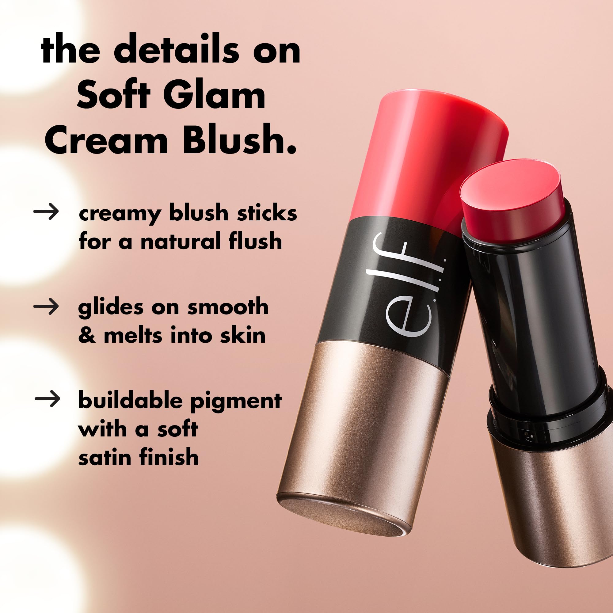 e.l.f. Soft Glam Cream Blush Stick - Melon-Drama | Crayon Form | Full Coverage