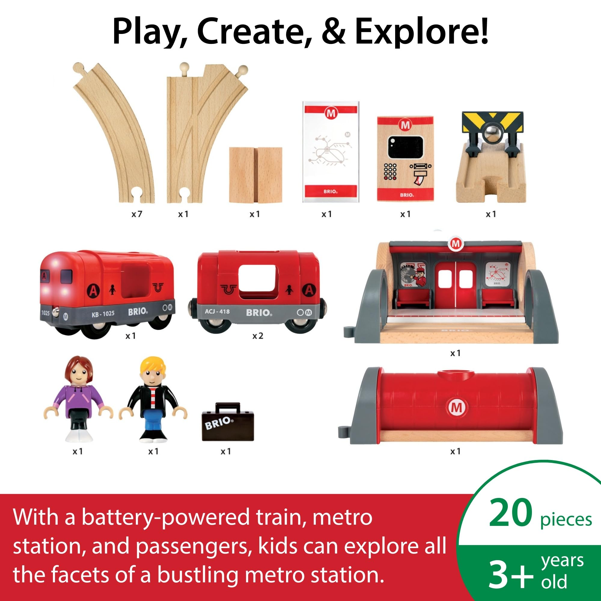 BRIO World Metro Train Set - Wooden Railway Playset for Kids 3 Years Up 15