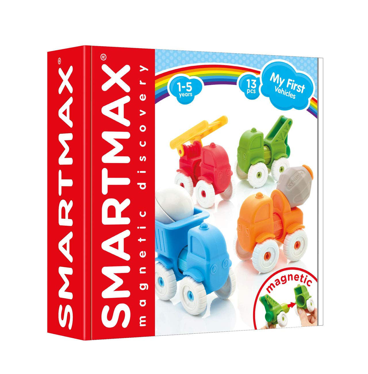 SMARTMAX My First Vehicles Magnetic Discovery Play Set | 13 Pieces | Ages 1-5 Years