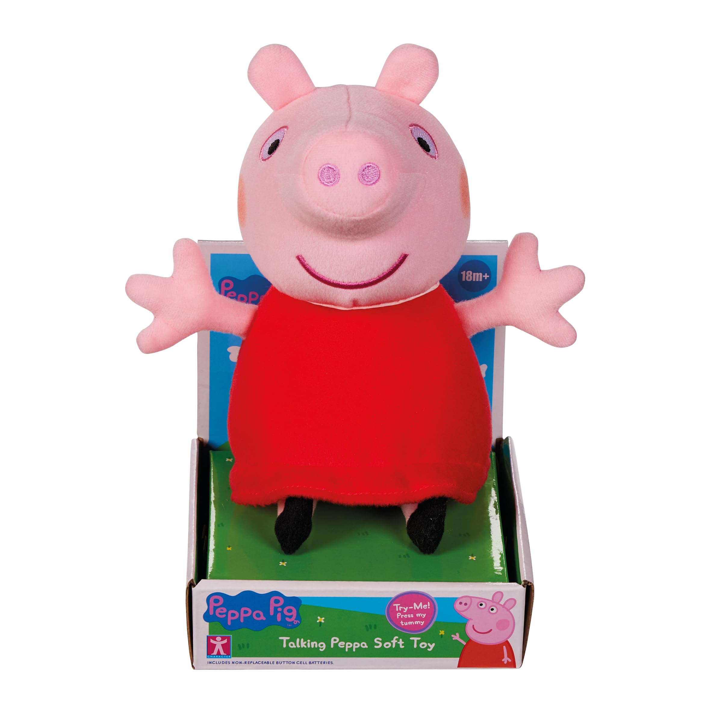 Peppa Pig Talking Red Dress Plush Toy - Interactive Soft Doll for Toddlers, 20cm
