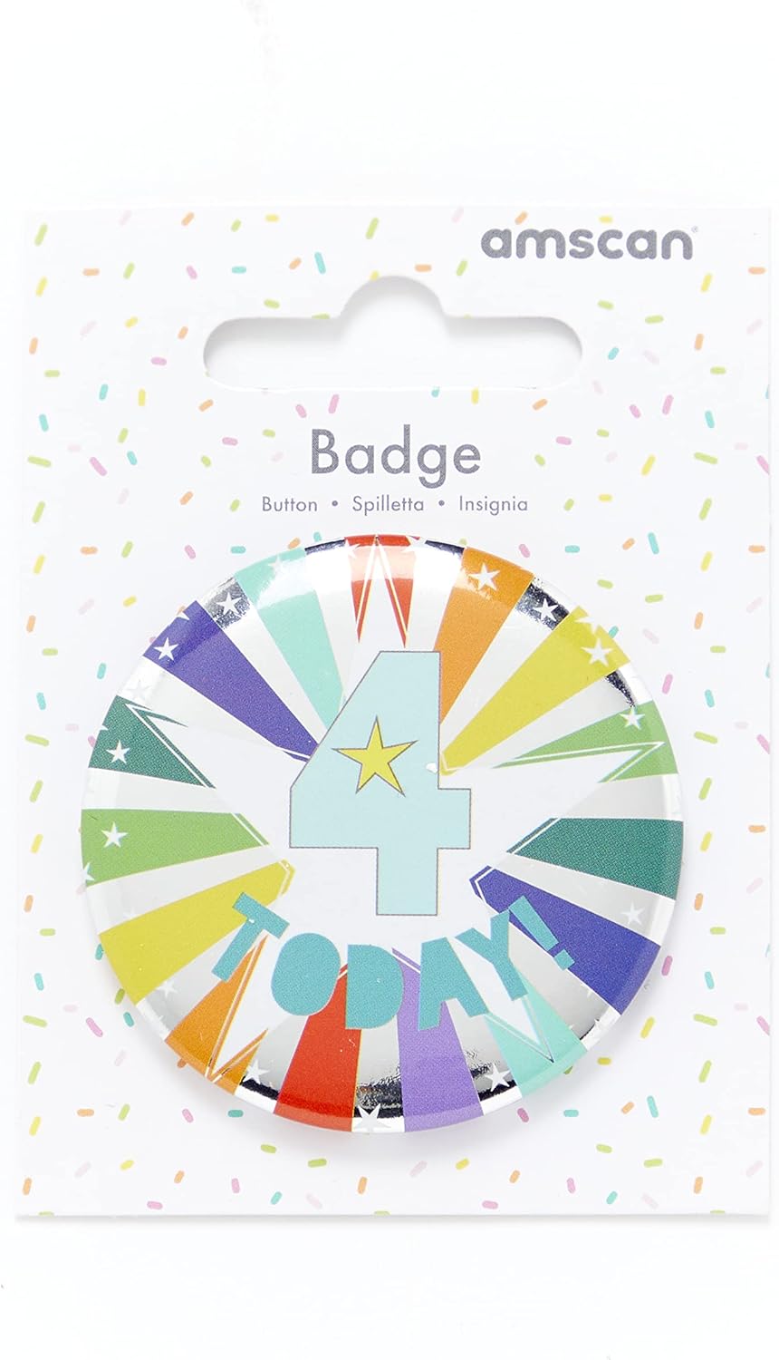 amscan 4 TODAY! Star Print Multicoloured Badge