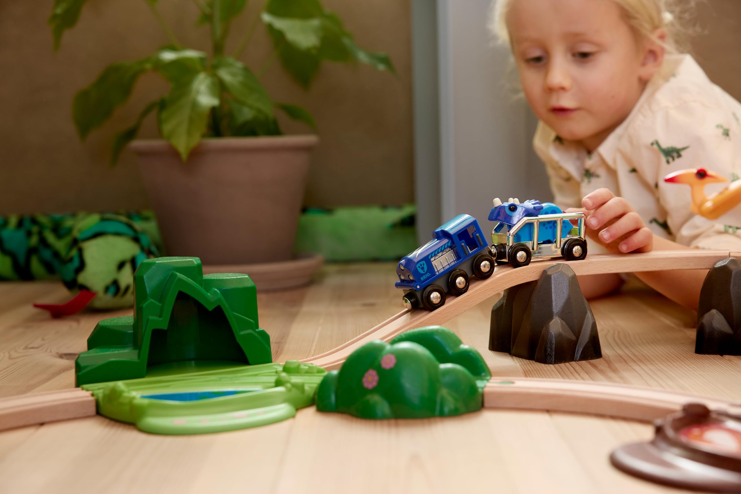 BRIO World Special Edition Train 2025 - Blue Wooden Toy Train with Dinosaur Character 5