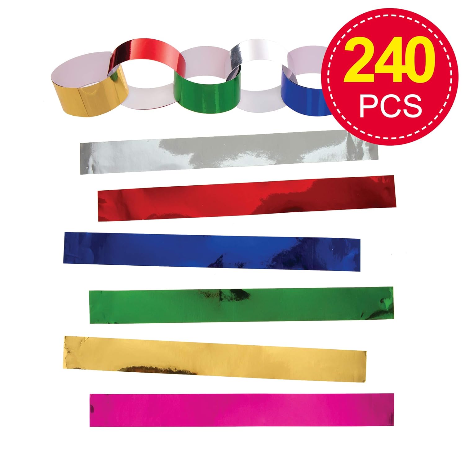 Baker Ross AW891 Metallic Paper Chains - Assorted Christmas Craft Kit for Decoration (Pack of 240) 3