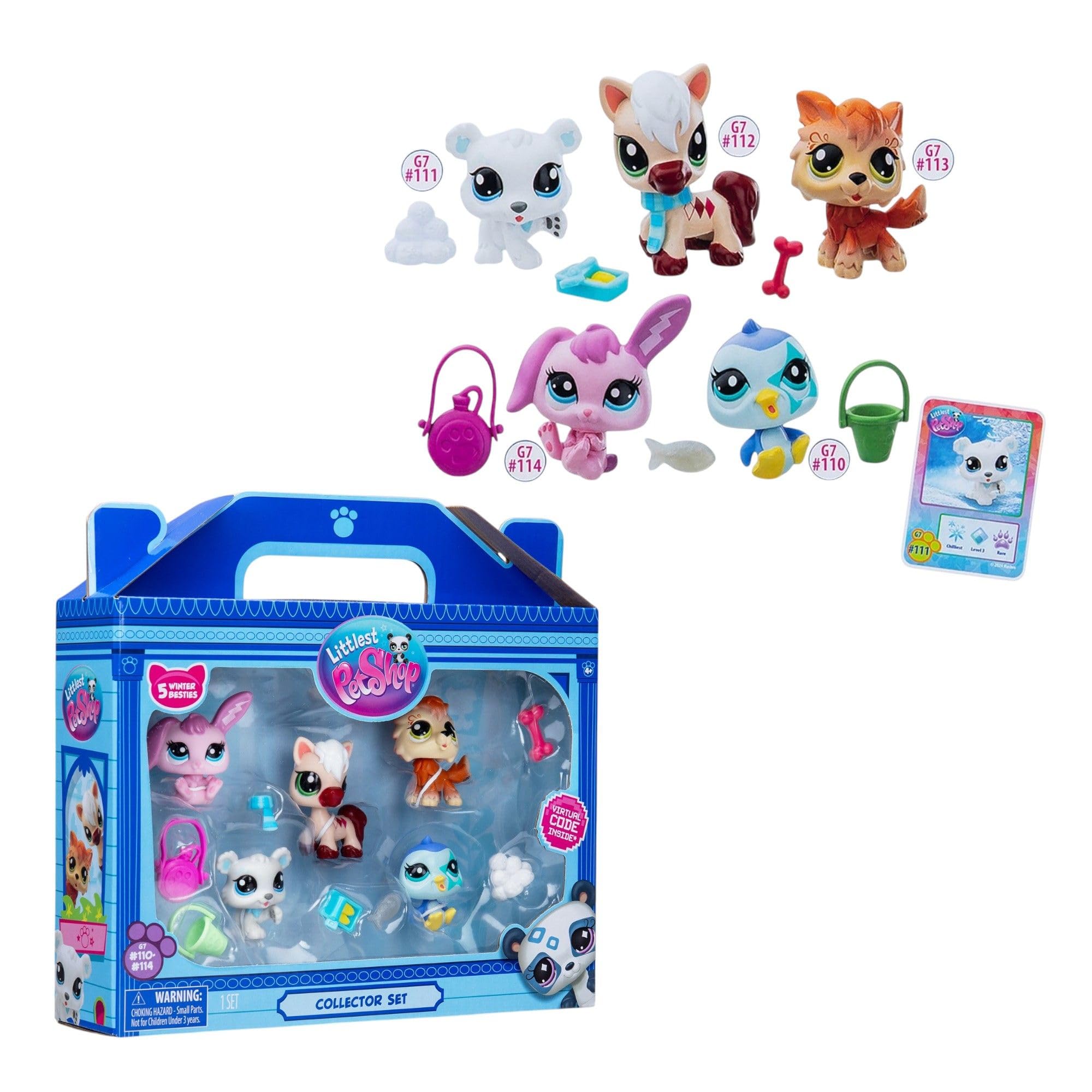 Littlest Pet Shop Bandai Series 2 Winter Besties 5-Pack - Collectible Bobble Head Pets for Kids 8