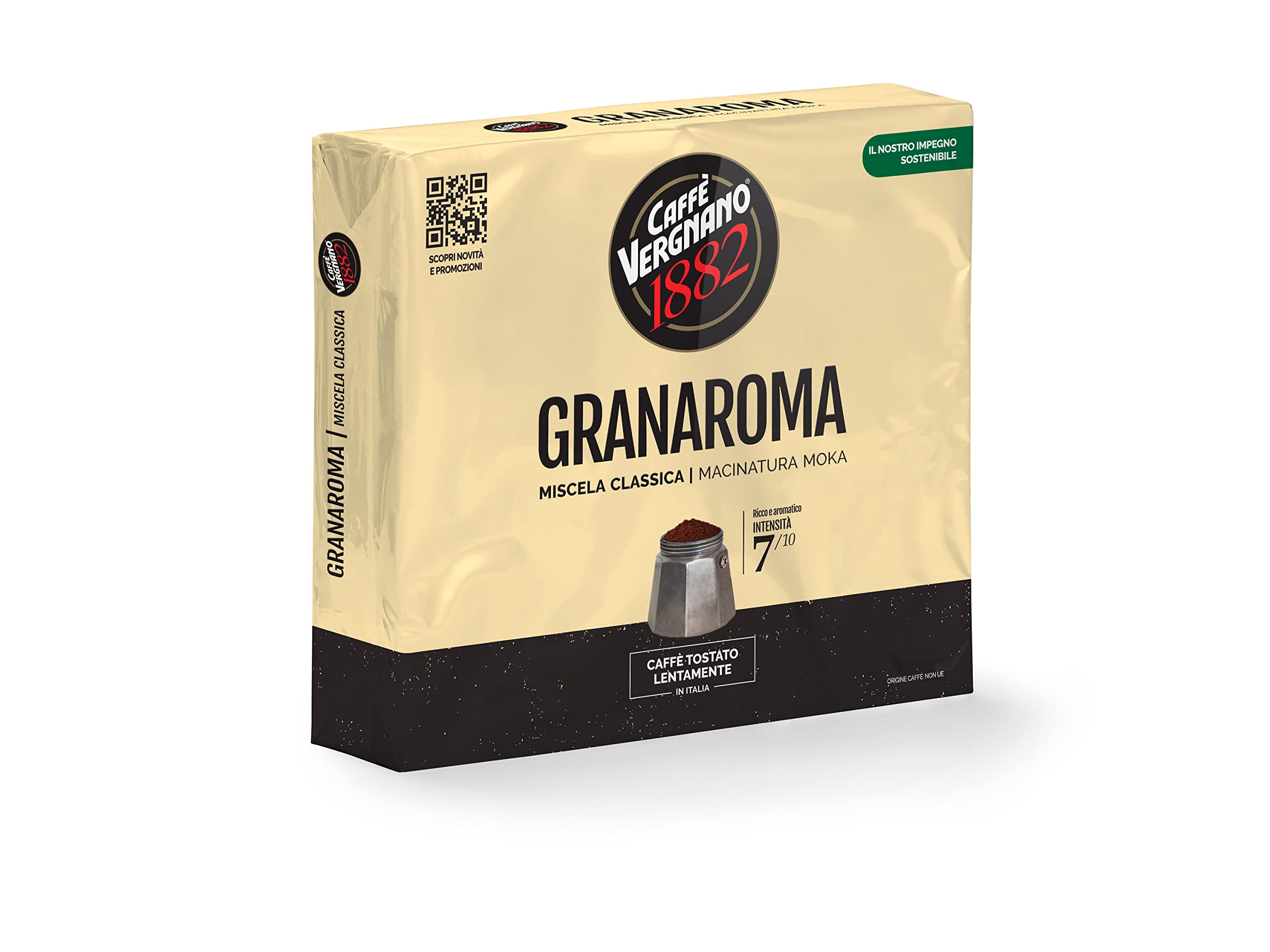 Caffè Vergnano 1882 Granaroma Ground Coffee - 2 x 250g (500g Total)