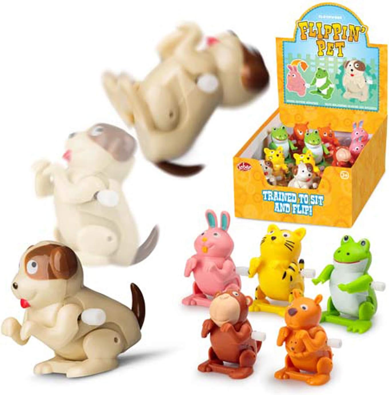 Tobar Clockwork Flippin PET - Wind-Up Backflip Animal Toy for Kids 10