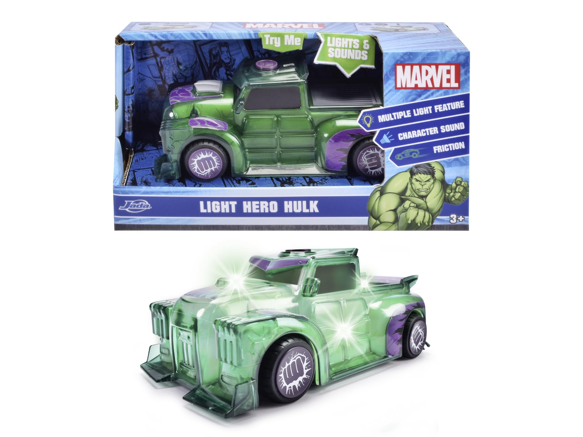 Jada Marvel Light Hero Hulk 1:32 Scale Vehicle - Light-Up & Sound Effects 10