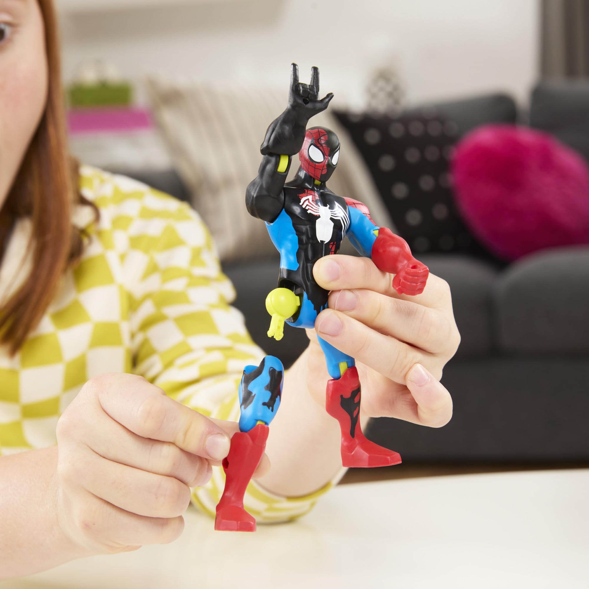 MixMashers Marvel Venom vs. Venomized Spider-Man Action Figure Set - Customizable Super Hero Toys for Kids 6