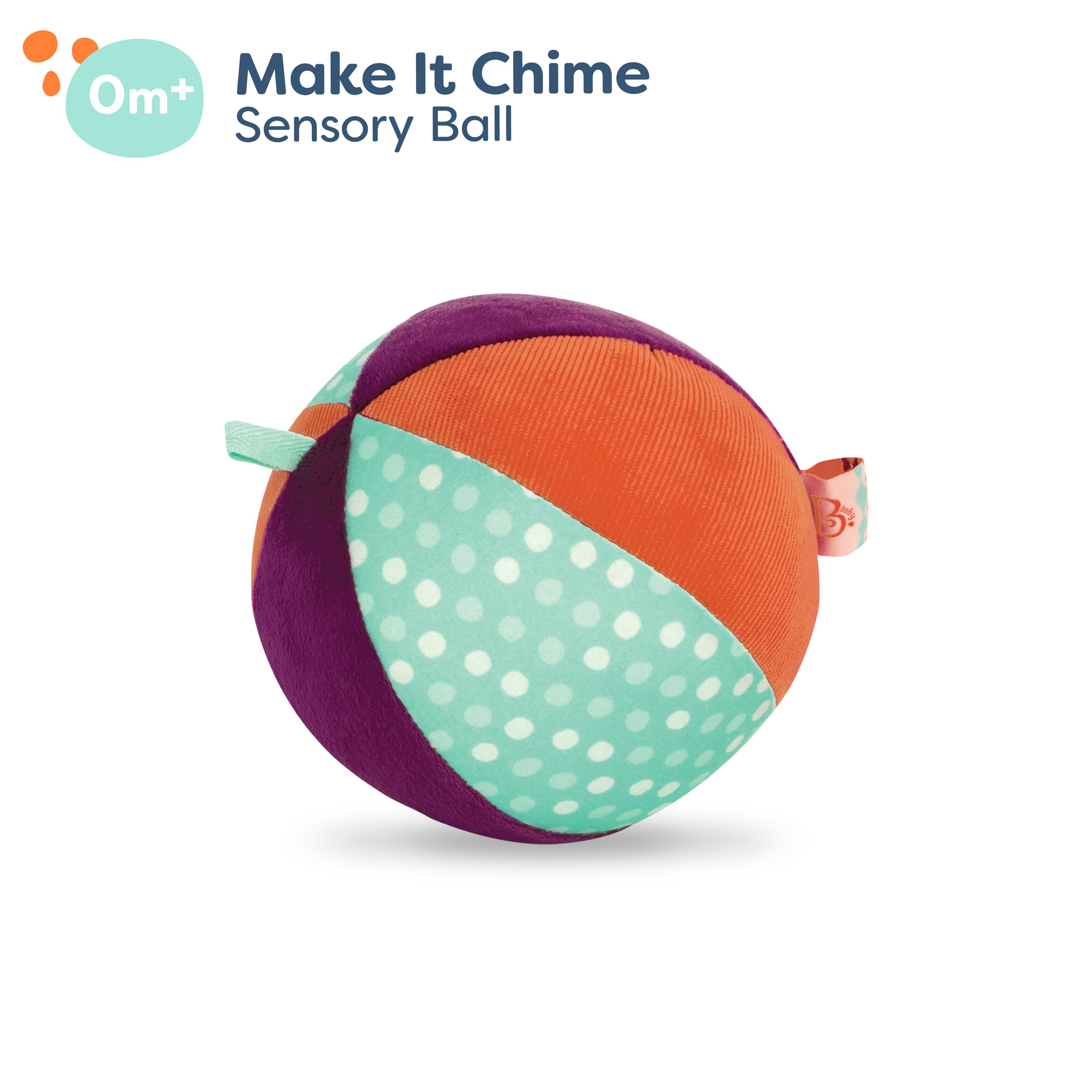 B. toys Make it Chime Fabric Ball - Sensory Toy for Babies with Textures, Colors & Bell 11