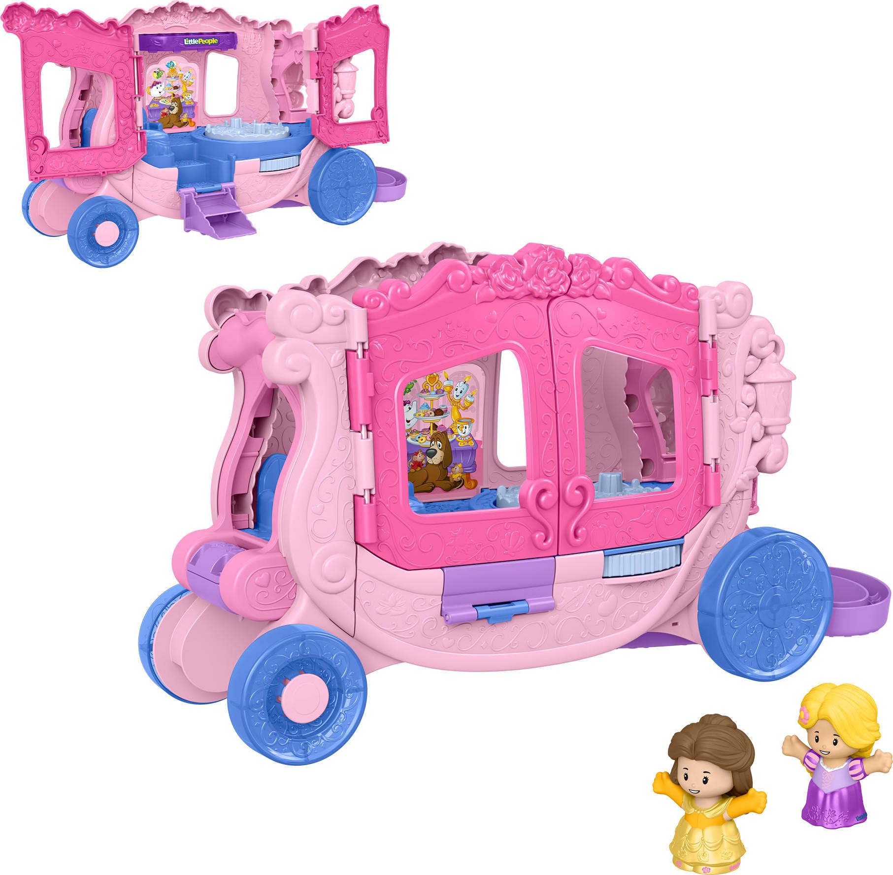 Fisher-Price Little People Disney Princess Pull-Along Musical Playset - Toddler Vehicle with Belle & Rapunzel Figures (Model: JCW72) 7