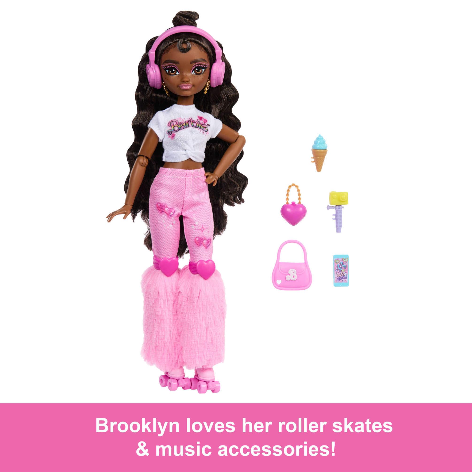 Barbie Dream Besties Doll and Accessories - Poshable Roller Skating Doll with Fashion Outfit & Fun Accessories for Kids 4+ 5