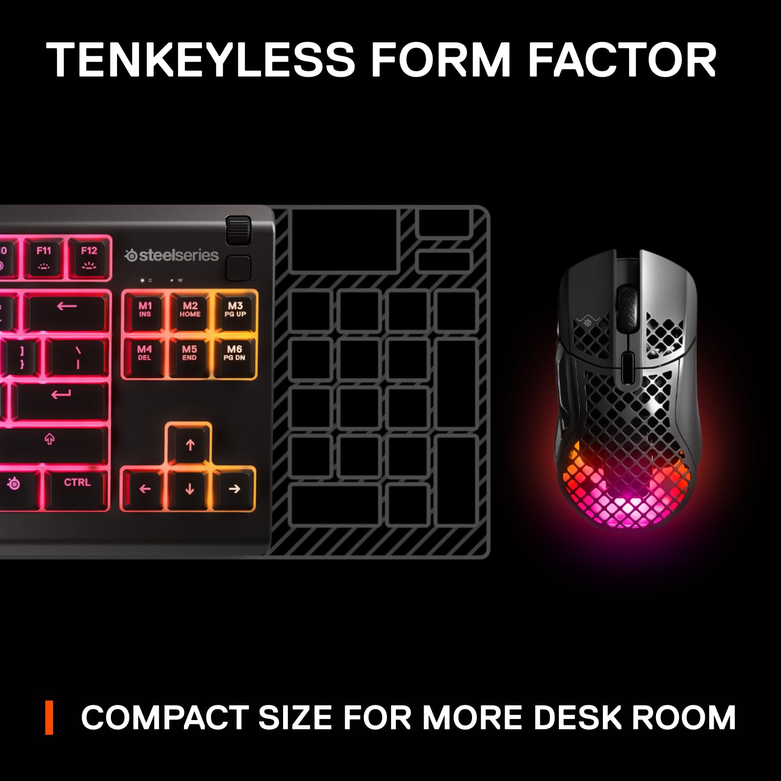 SteelSeries Apex 3 TKL RGB-Gaming-Tastatur – Kompaktes Design ohne Ziffernblock – Wasser- und staubdicht nach IP32 – Englisch QWERTY – Schwarz 7