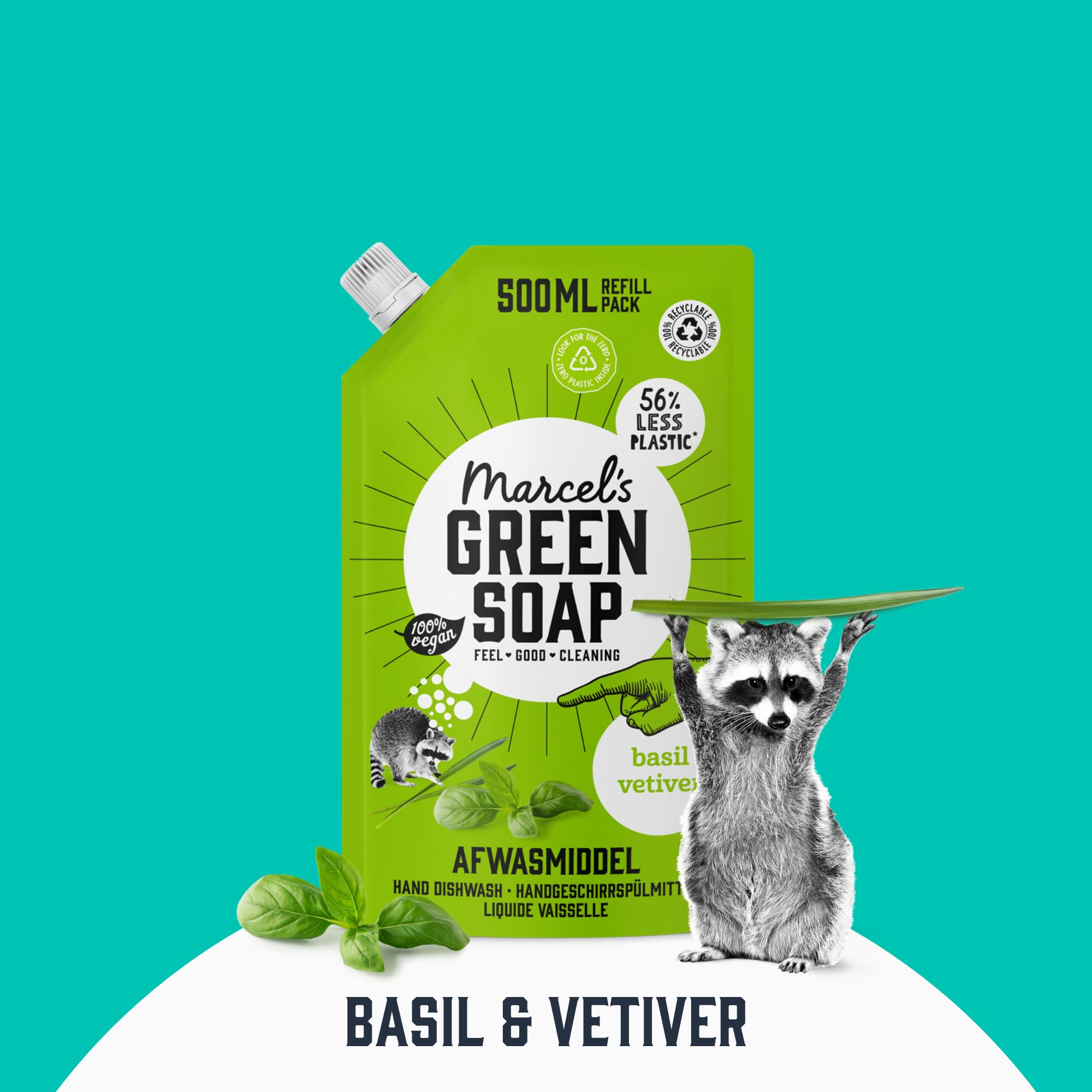 Marcel's Green Soap - Basil & Vetiver Washing-Up Liquid Refill 5