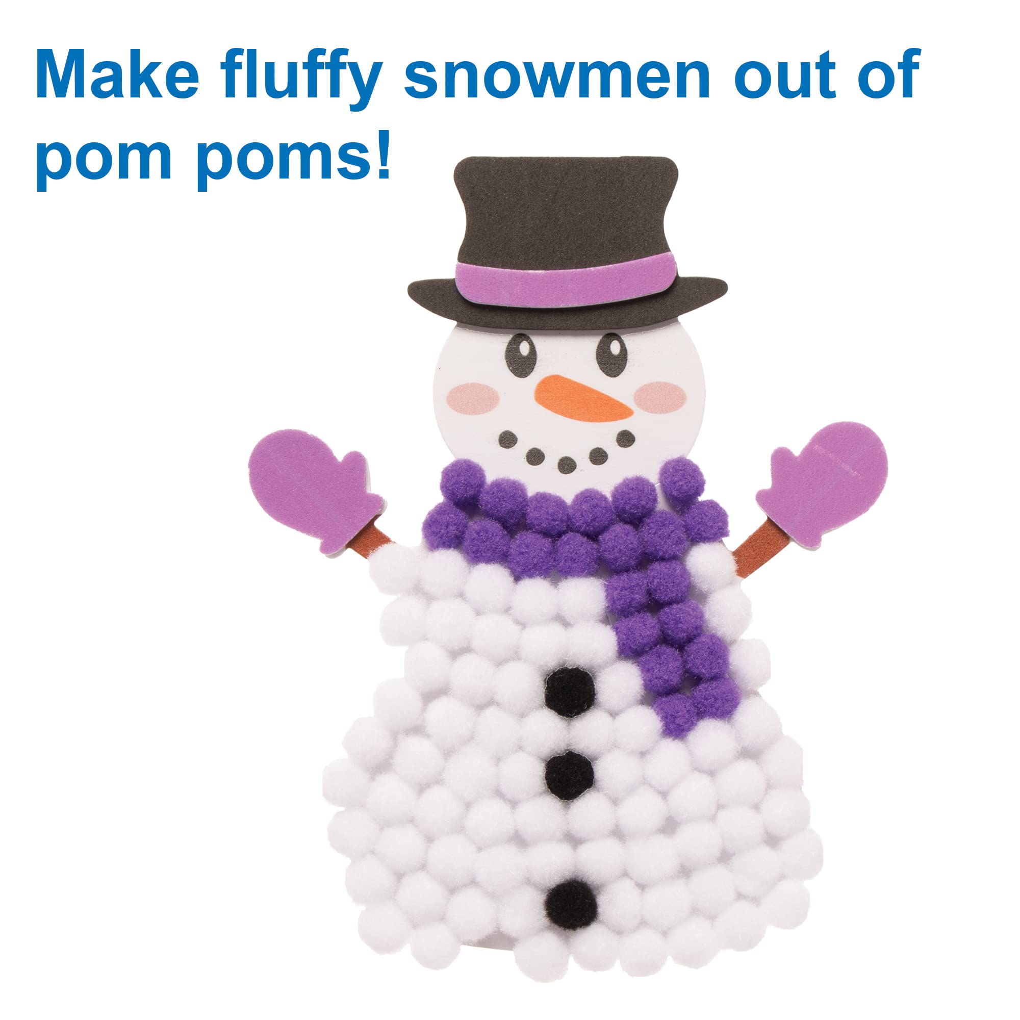 Baker Ross Snowman Pom Pom Art Kit - Pack of 5 Christmas Craft Kits for Kids 5