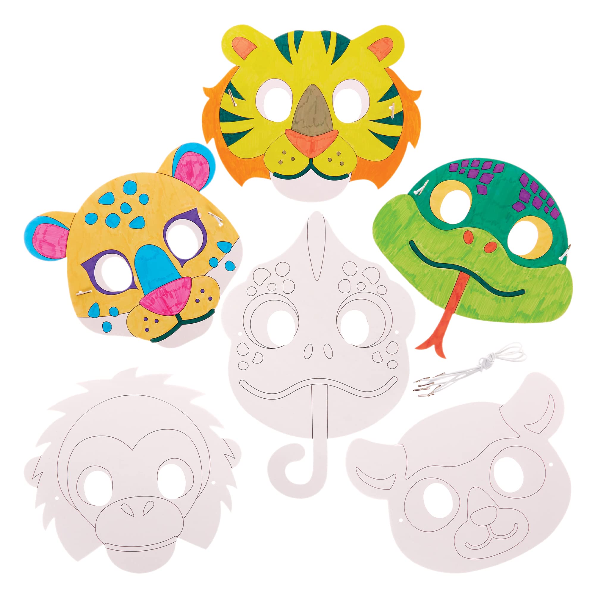 Baker Ross Rainforest Animal Colour In Masks - Pack of 10 | Felt Cloth | Ages 3+