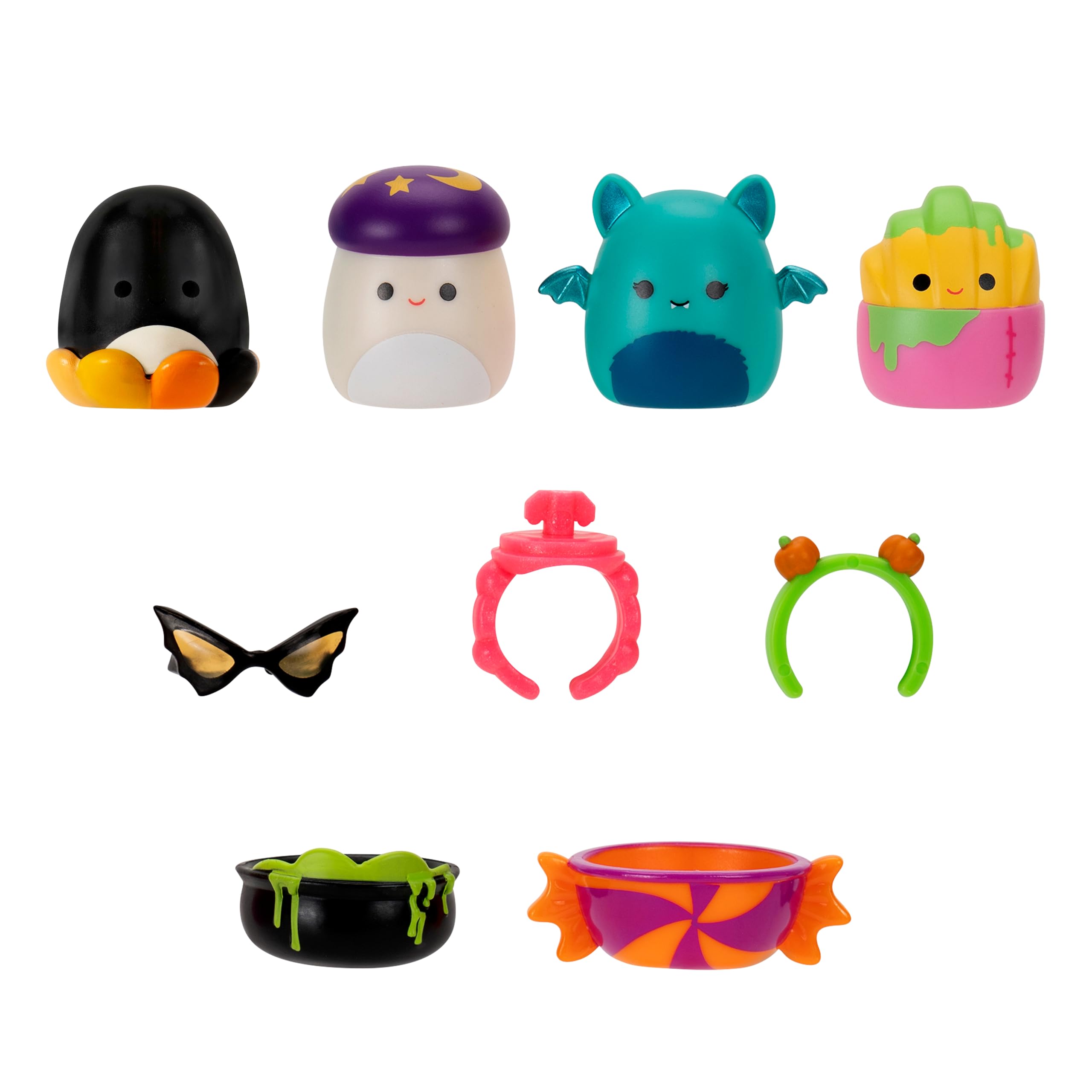 Squish-a-longs Pedma the Candy Corn Cupcake Clip-a-longs Halloween Pack – Glow-in-the-Dark Mini-Squish Carrying Case with 4 Mini Figures & Accessories 7