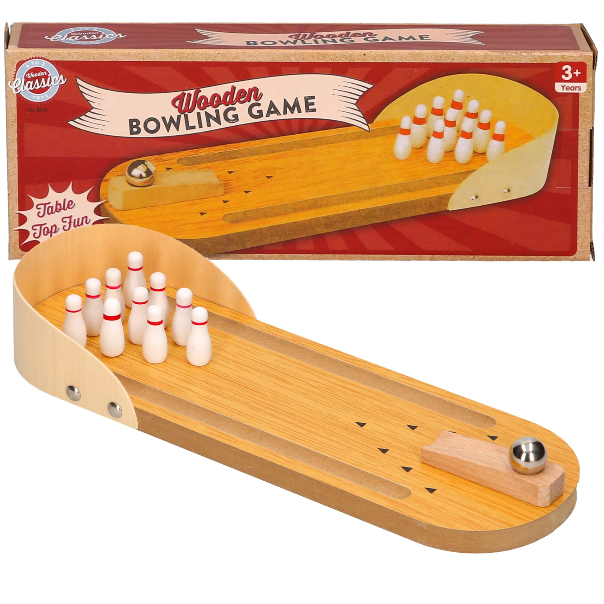 Padgett Bros 8212 Wooden Bowling Game Tabletop Skittles Set 6