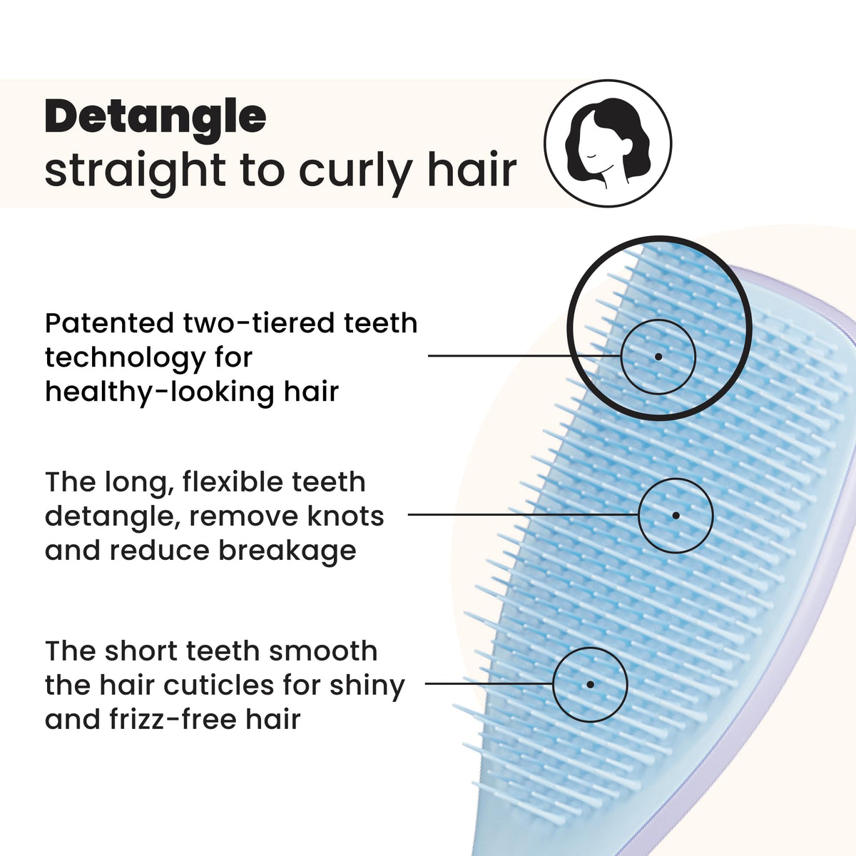 Tangle Teezer Ultimate Detangler Hairbrush - Reduces Breakage | For All Hair Types | Lilac Cloud Blue