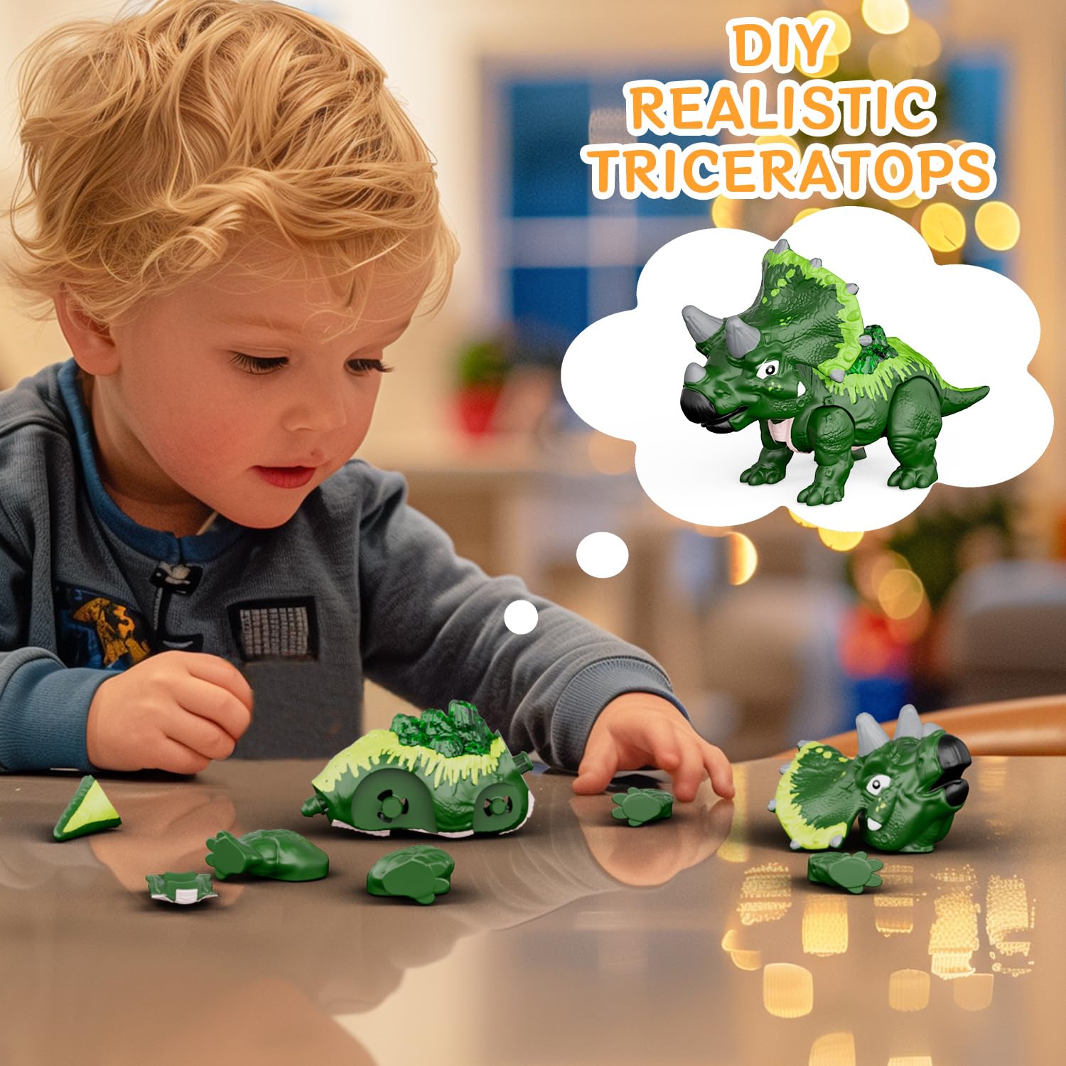 GizmoVine Dinosaur Egg - DIY Take Apart Green Triceratops Dinosaur Toy for Boys 3+ 11