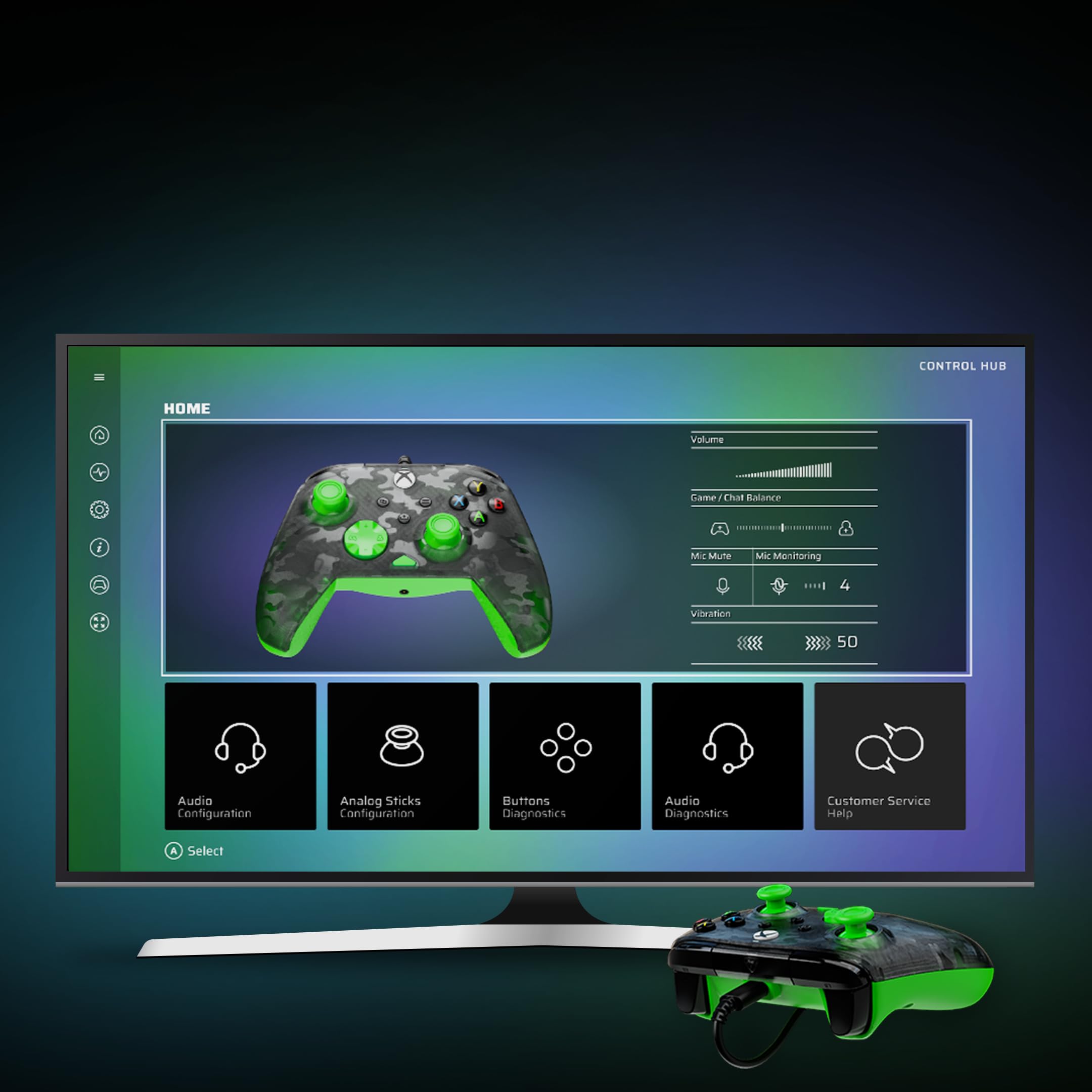 Turtle Beach Rematch Core Green and Ghost Black Camo Wired Gaming Controller with Audio Controls, Rumble Motors and Impulse Triggers – Licensed for Xbox Series X or S, Xbox One and Windows PCs 5