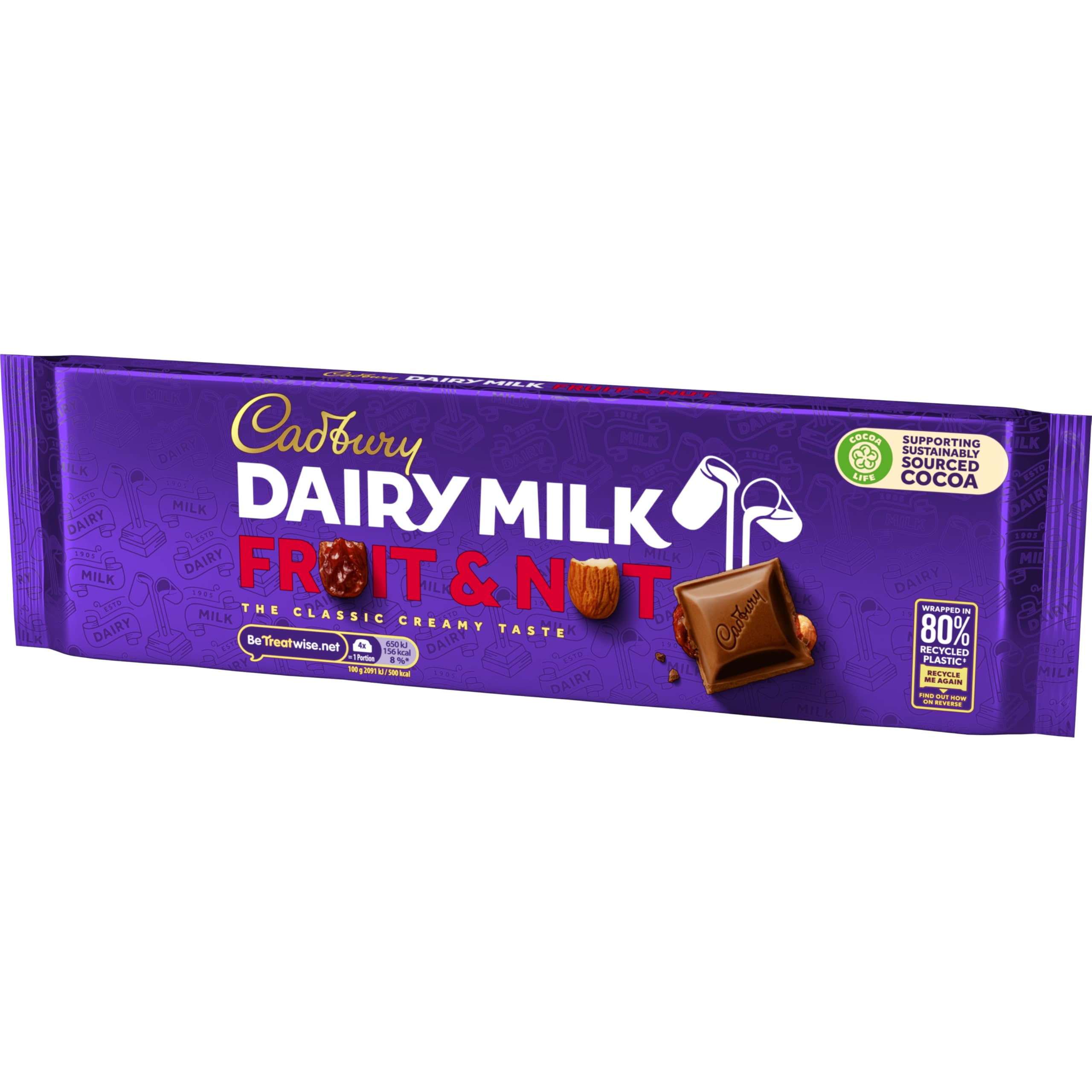 Cadbury Dairy Milk Fruit &amp; Nut Chocolate Bar 280 g – Cremige Milchschokolade mit Mandeln und Rosinen 5