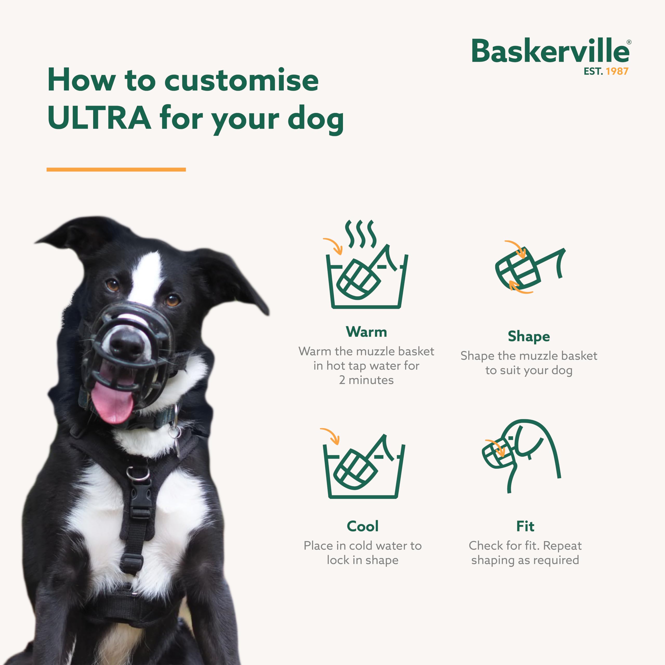 Baskerville ULTRA Muzzle - Patented Humane Design, Breathable, Heat-Shapable TPR 4