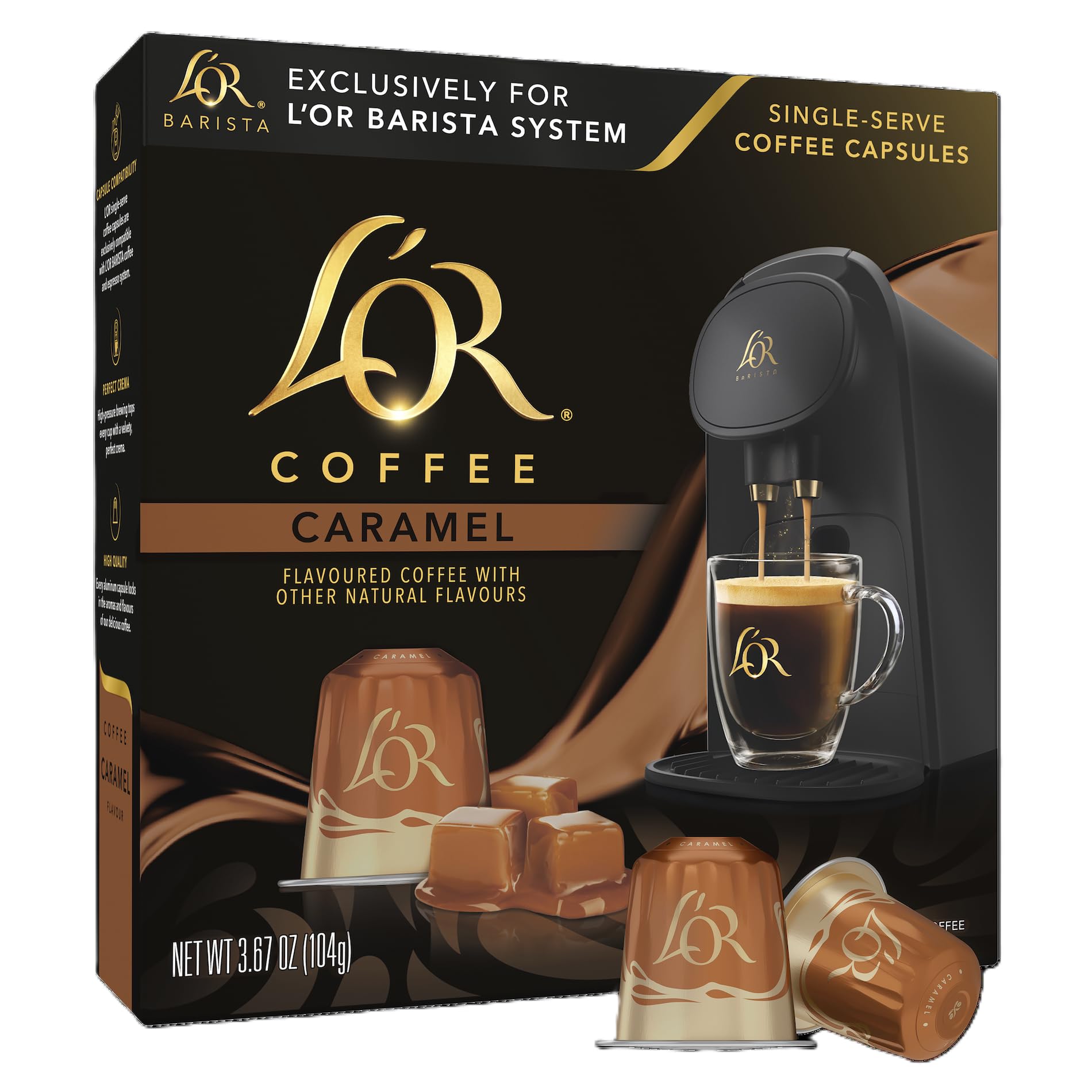 L'OR Espresso Caramel Flavour Coffee Pods X10 (Pack of 10, 100 Capsules)