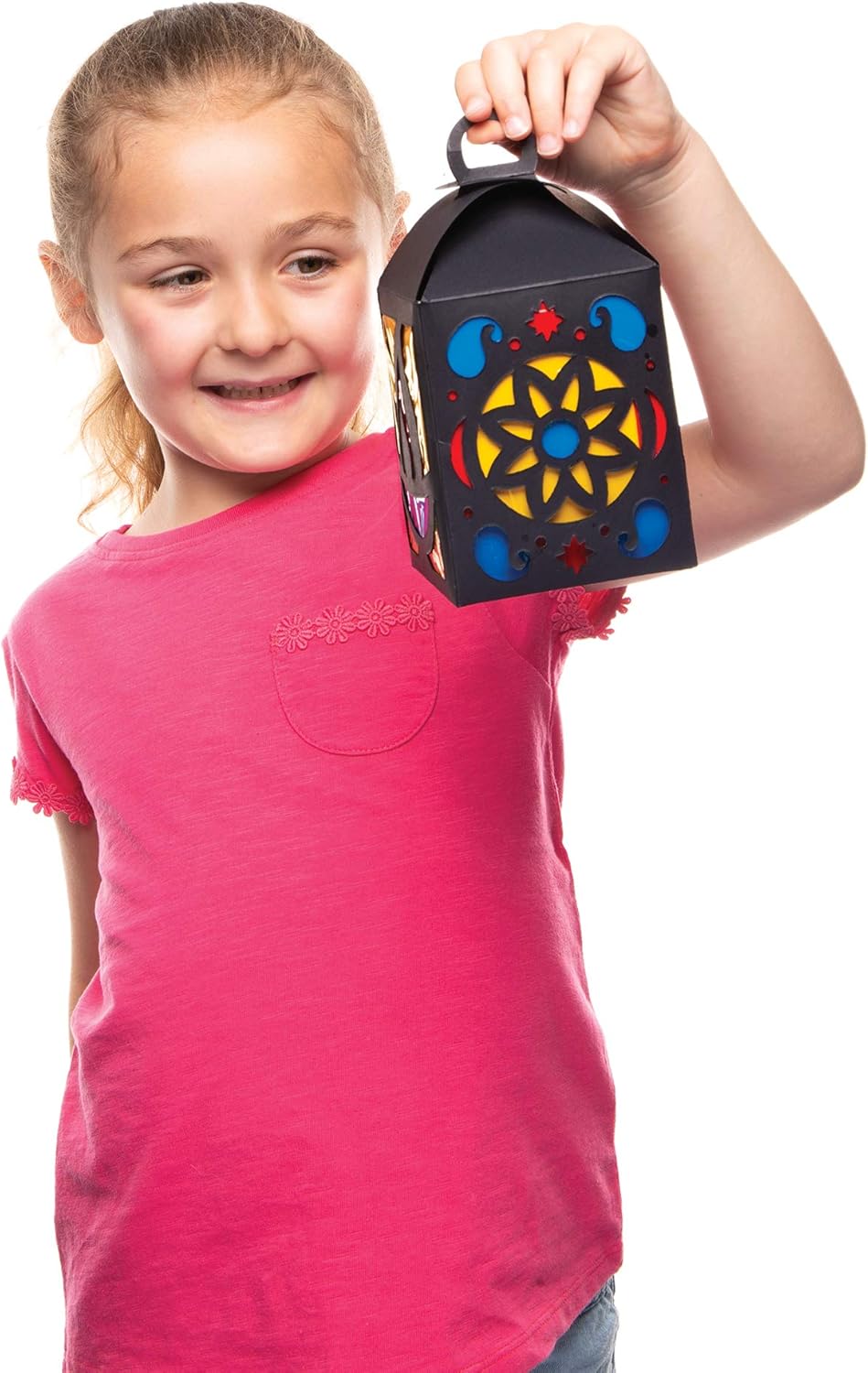 Baker Ross Diwali Lantern Craft Kits - Pack of 4, 3D Stained Glass Style Lanterns for Kids 3