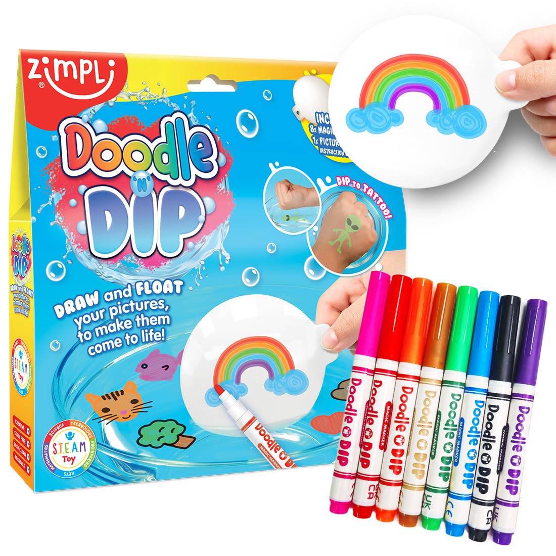 Doodle N Dip by Zimpli Kids - Draw, Dip & Create Floating Water Tattoos 5