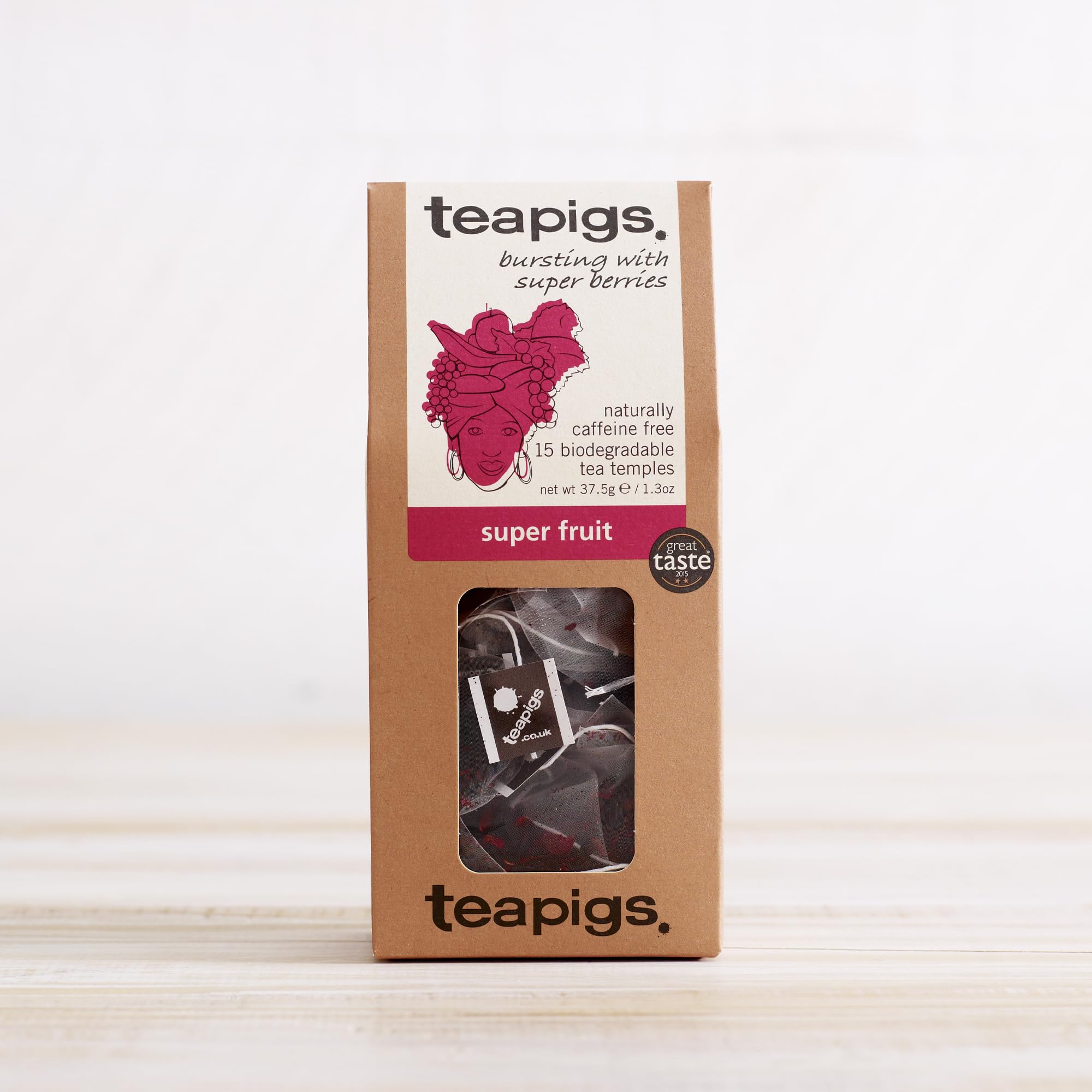teapigs Super Fruit Tea - Caffeine-Free, Bold & Tart Flavor | 15 Teabags (37.5 g)