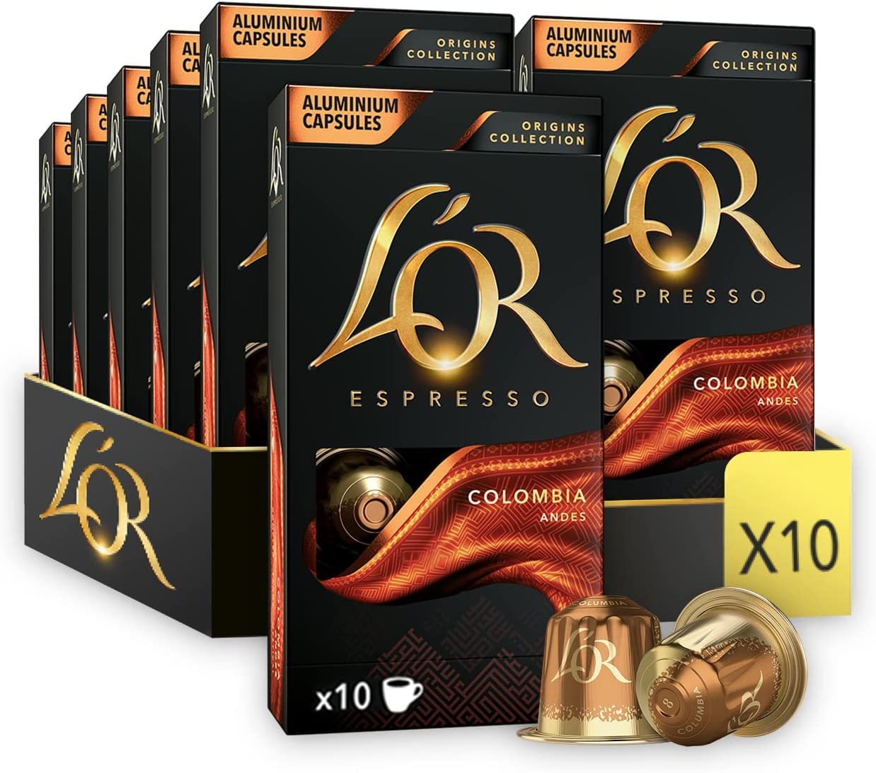 L'OR Origins Colombia Coffee Pods x10 (Pack of 10, 100 Capsules)
