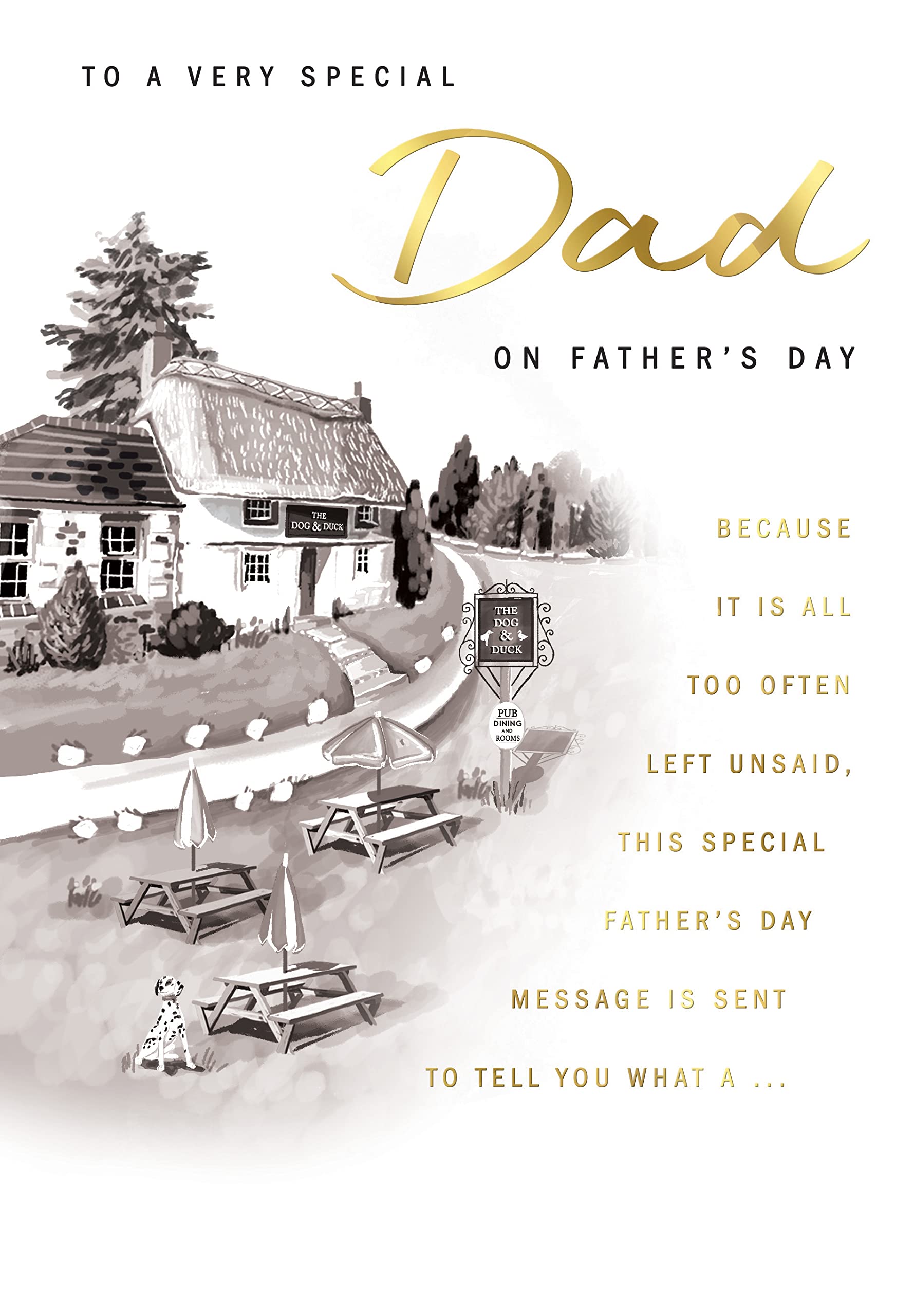 Piccadilly Greetings Traditional Father's Day Card Dad | 9 x 6 Inches | Black and White