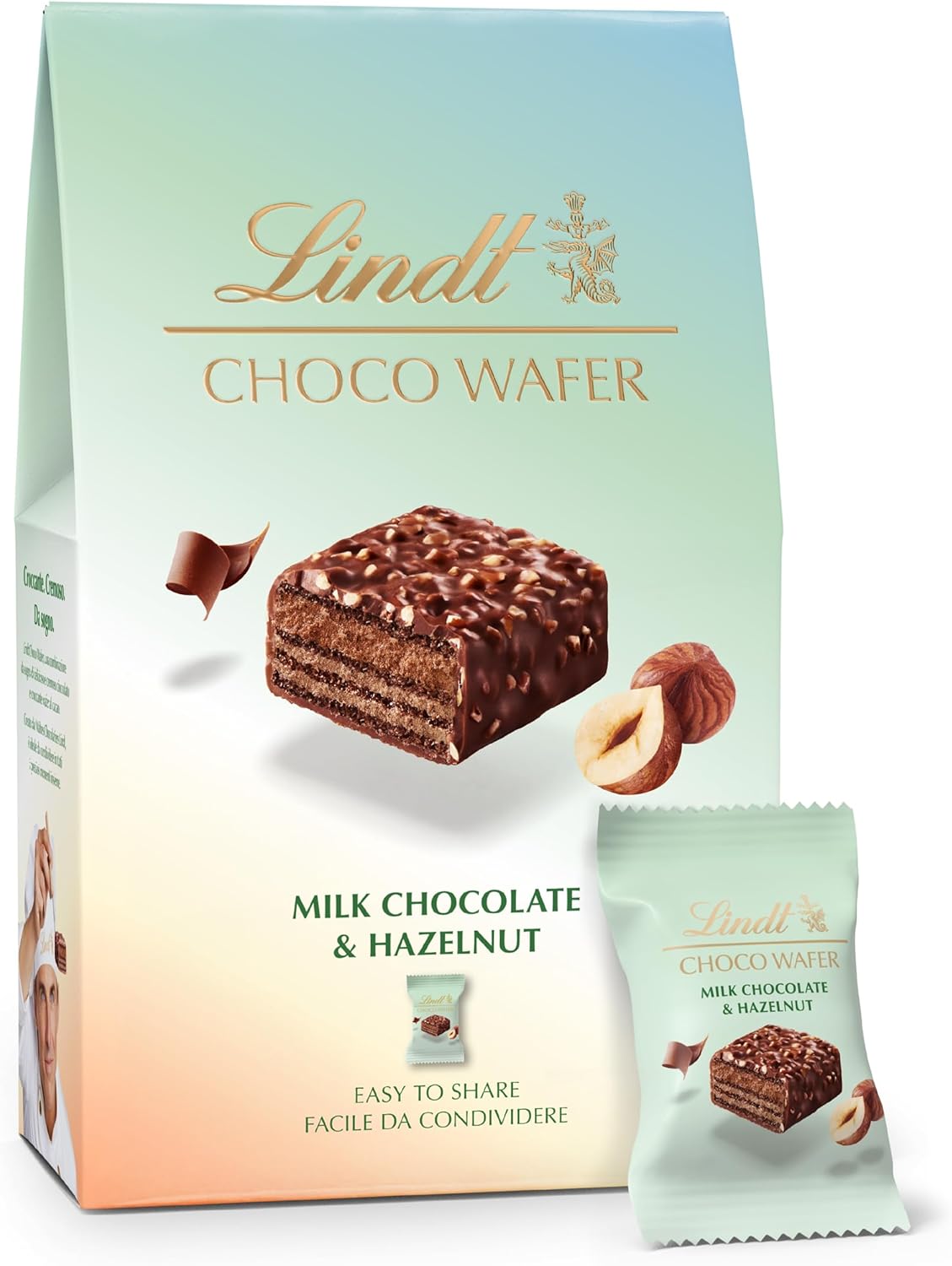 Lindt Choco Wafer Milk Chocolate & Hazelnut Box - 135g (9 Wafers)