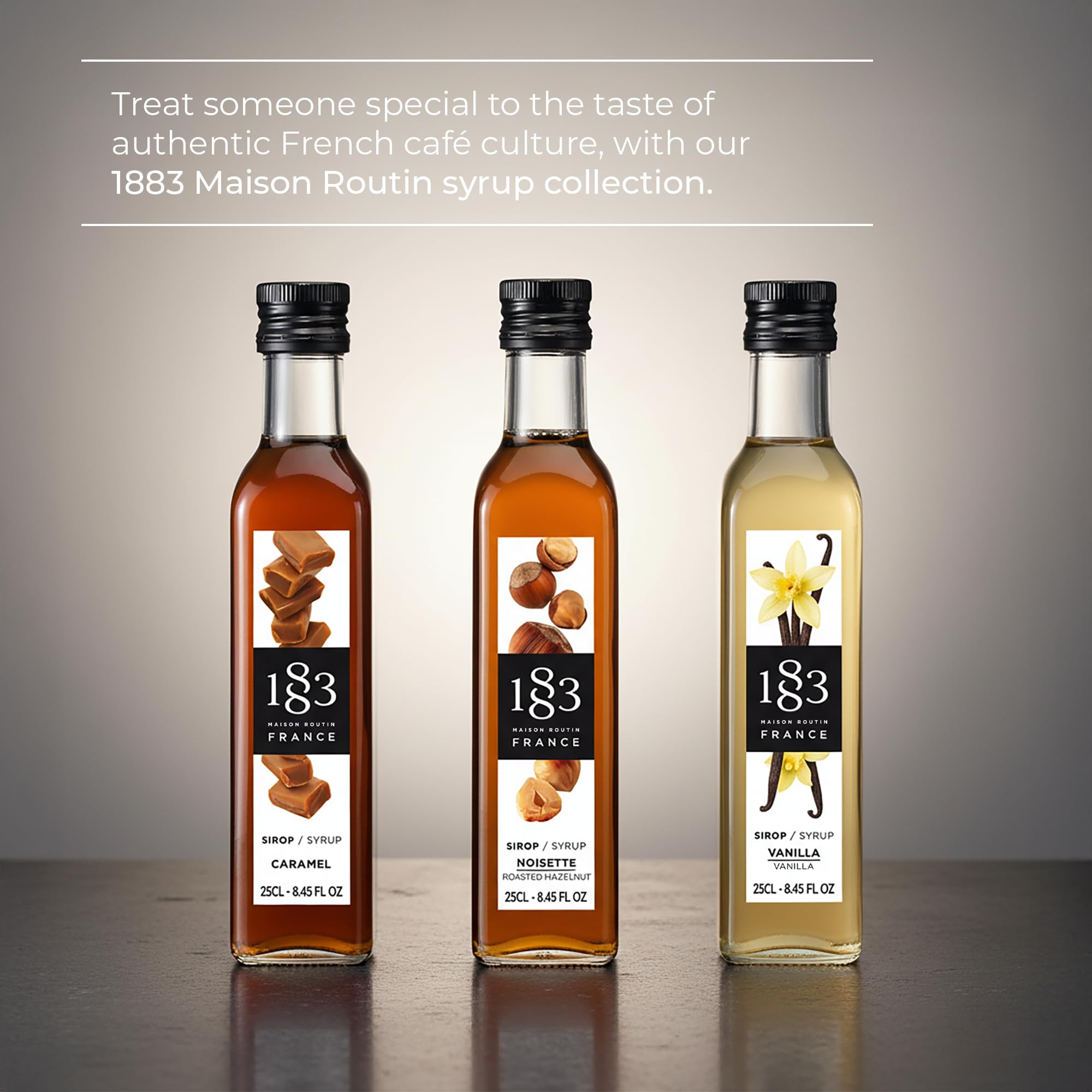 1940 MAISON ROUTIN Premium Syrup Gift Set - Vanilla, Caramel & Roasted Hazelnut | 750 ml