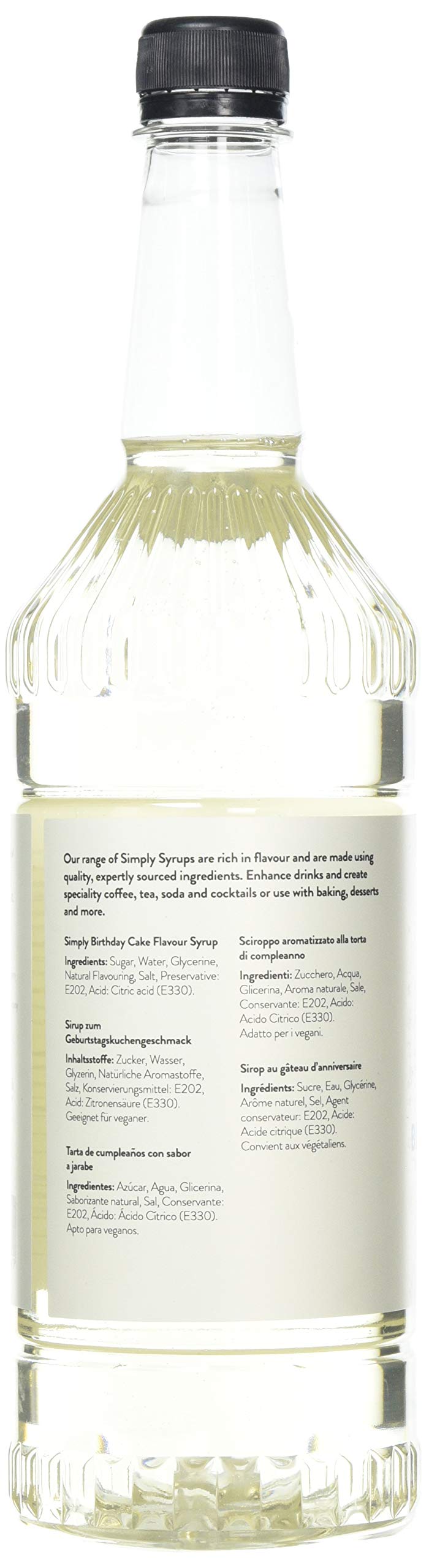 Simply Birthday Cake Flavoured Syrup - Vegan, Nut Free | 1L Liquid Bottle