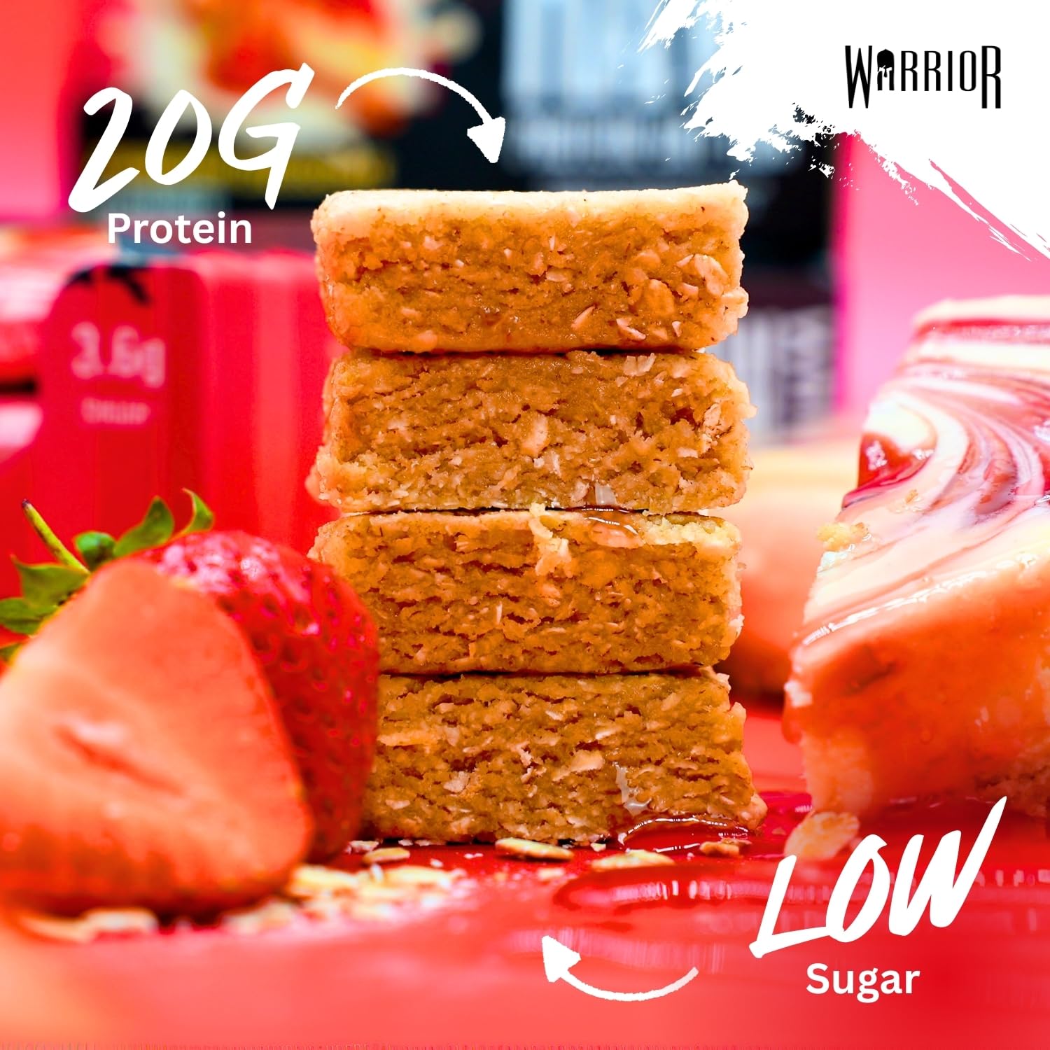Warrior RAW Protein Bars – 12 x 75g Chewy Oat Flapjacks – High Protein, Low Sugar, High Fibre 4