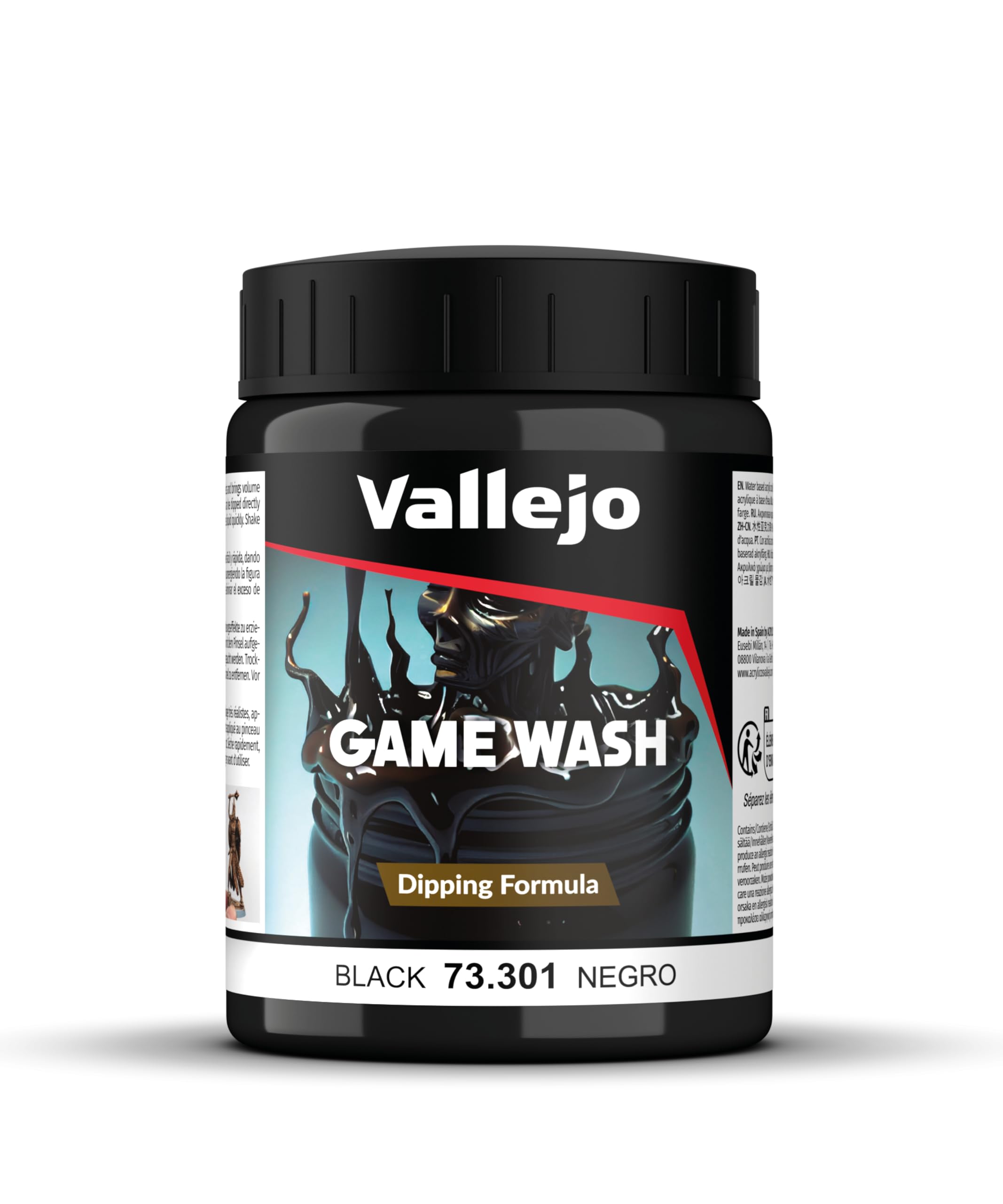 Vallejo Game Wash Acrylic Paint - Black Wash for Easy Shadow Effects | 200ml Liquid Bottle